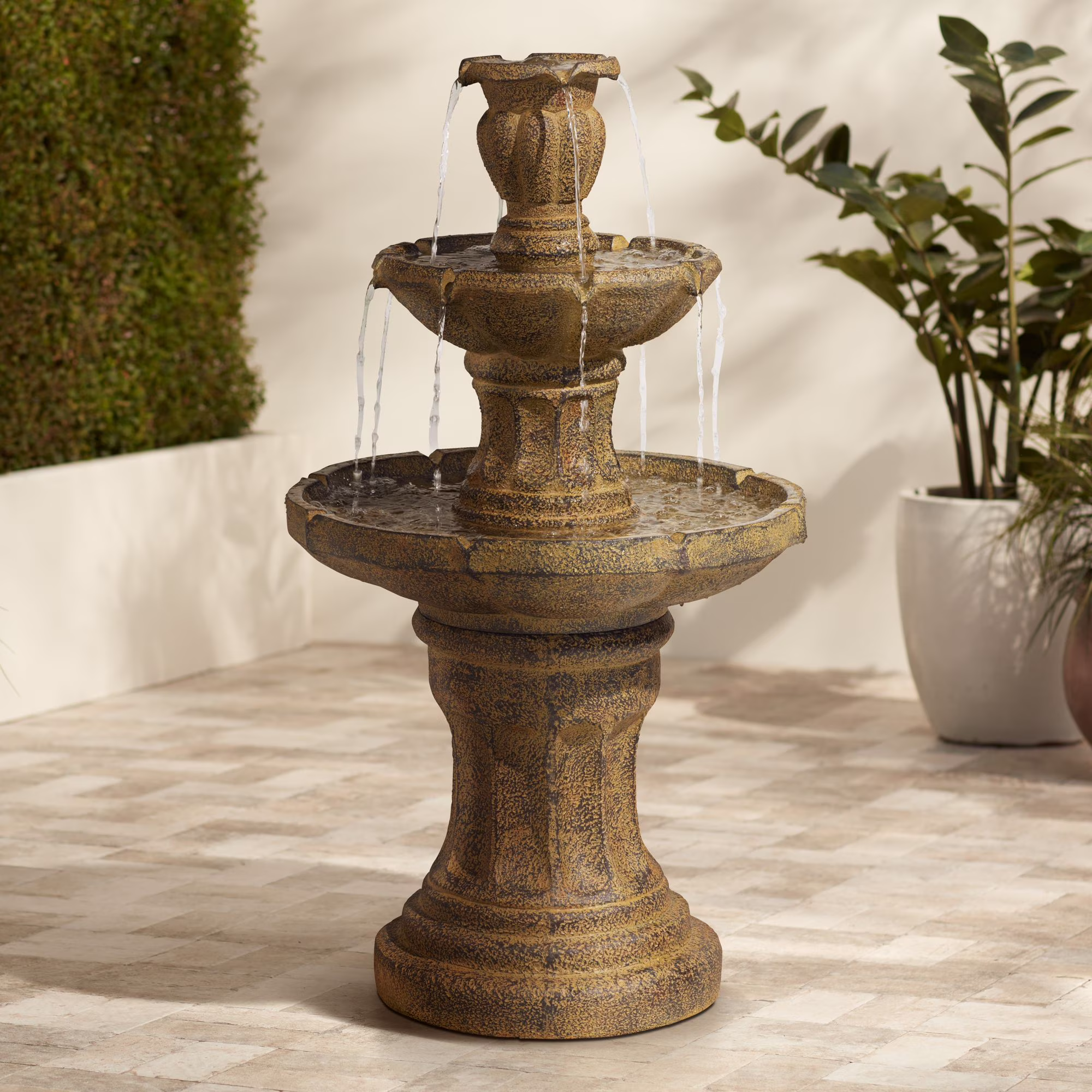 Tuscan Garden 41 1/2 High Large Traditional Italian Indoor Outdoor Decor Dark Faux Stone Floor Fountain Tiered