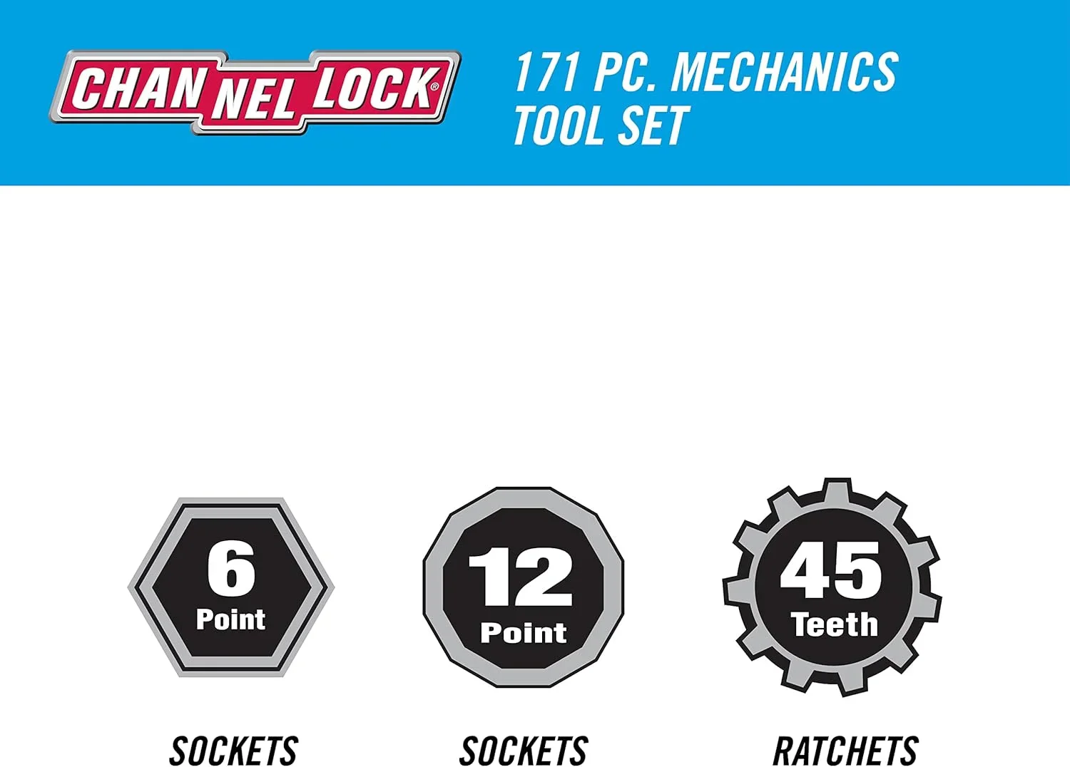 Mechanics Tool Set - 171-Pc with 1/2, 3/8 & 1/4 Drive Tools
