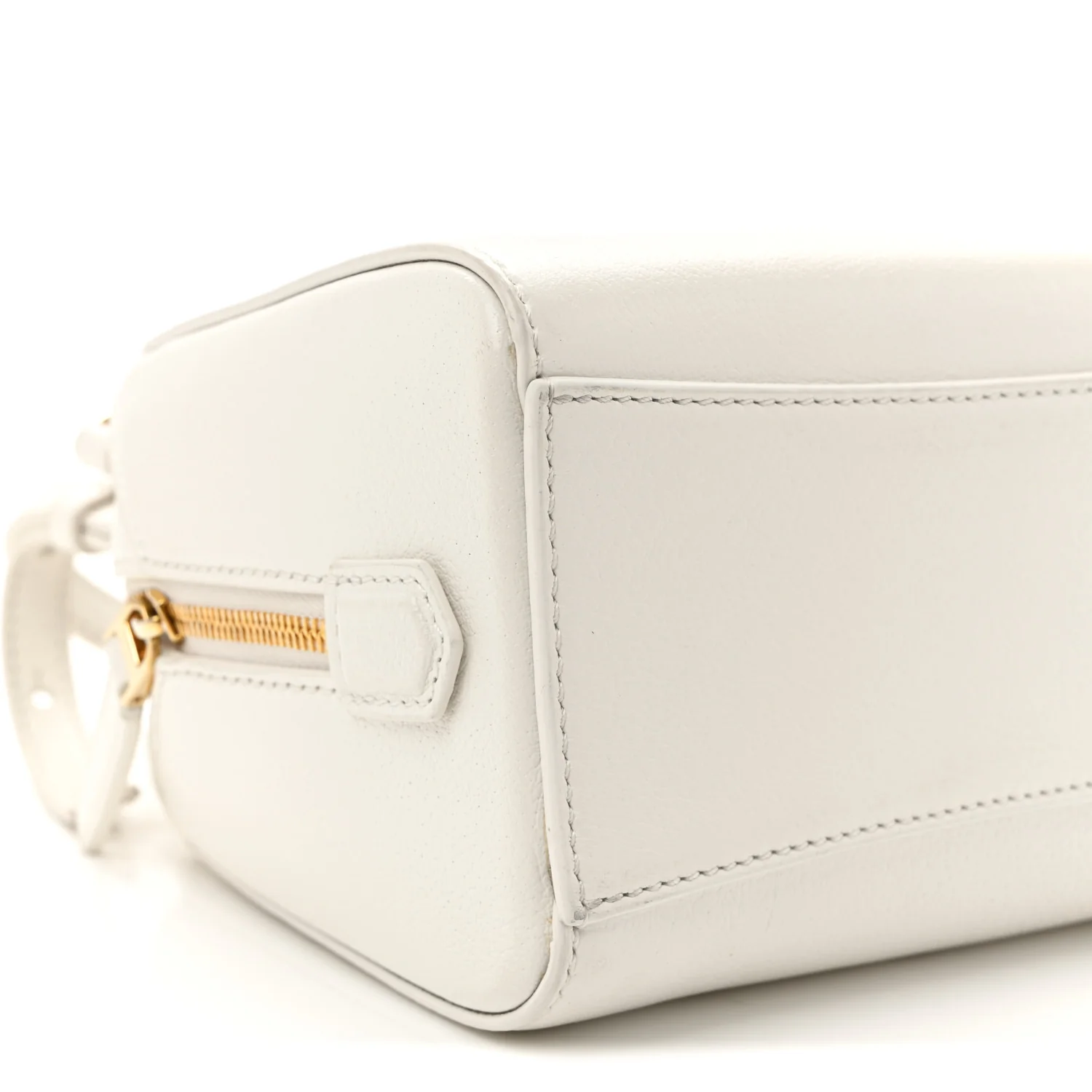 Tumbled Buffalo Micro Antigona Cube Bag White