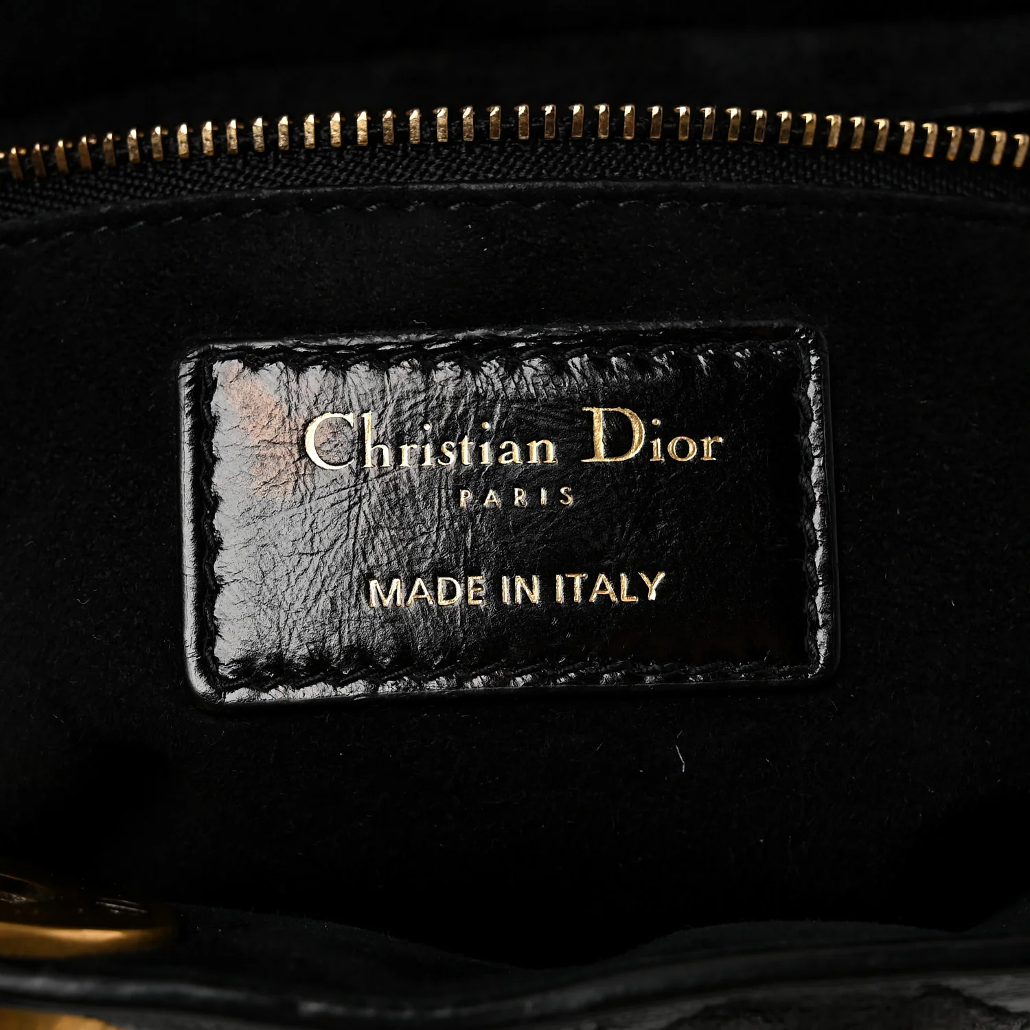 Crinkled Patent Cannage Medium Bohemian Lady Dior Black