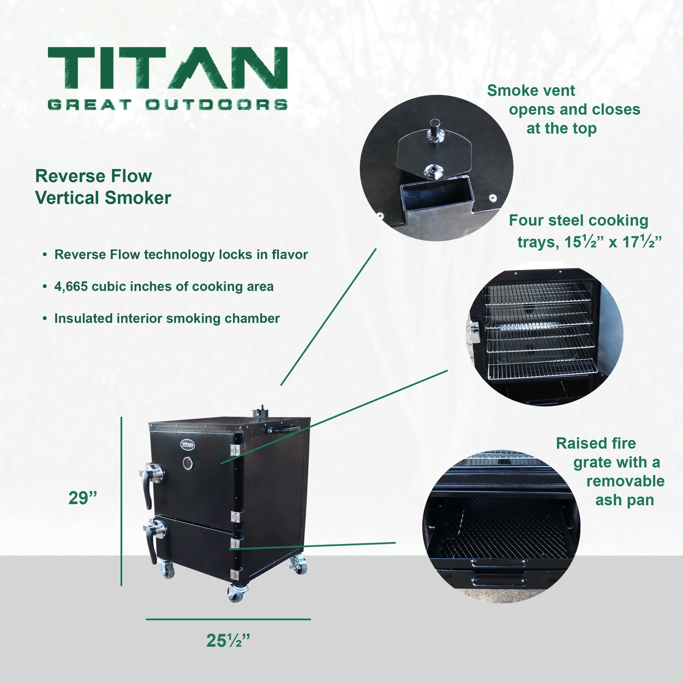 Titan Great Outdoors Reverse Flow Vertical Smoker