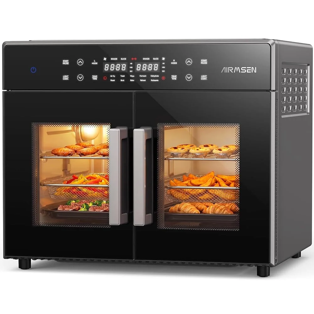 AIRMSEN French Door Dual Zone Air Fryer Toaster Oven Combo, 32QT Capacity