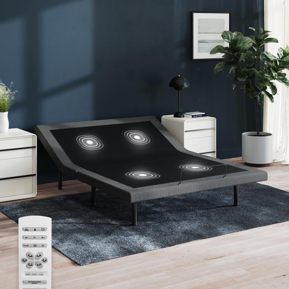 Nectar Premier Adjustable Base - Full - Head & Foot Incline - Wireless Remote with Memory- 3 Massage Settings - 4 USB Ports - Anti-Snore & Zero Gravity