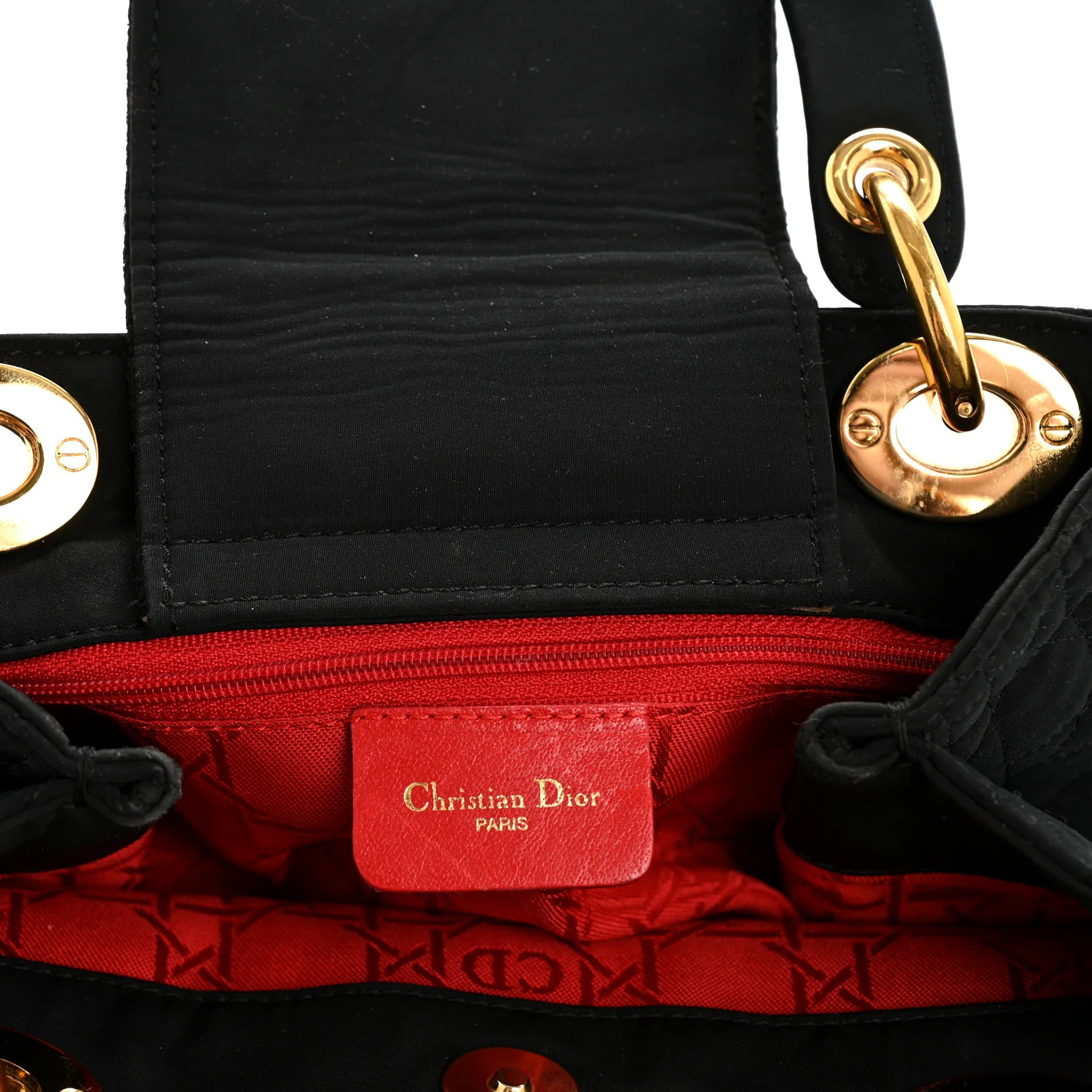 Nylon Cannage Medium Lady Dior Black
