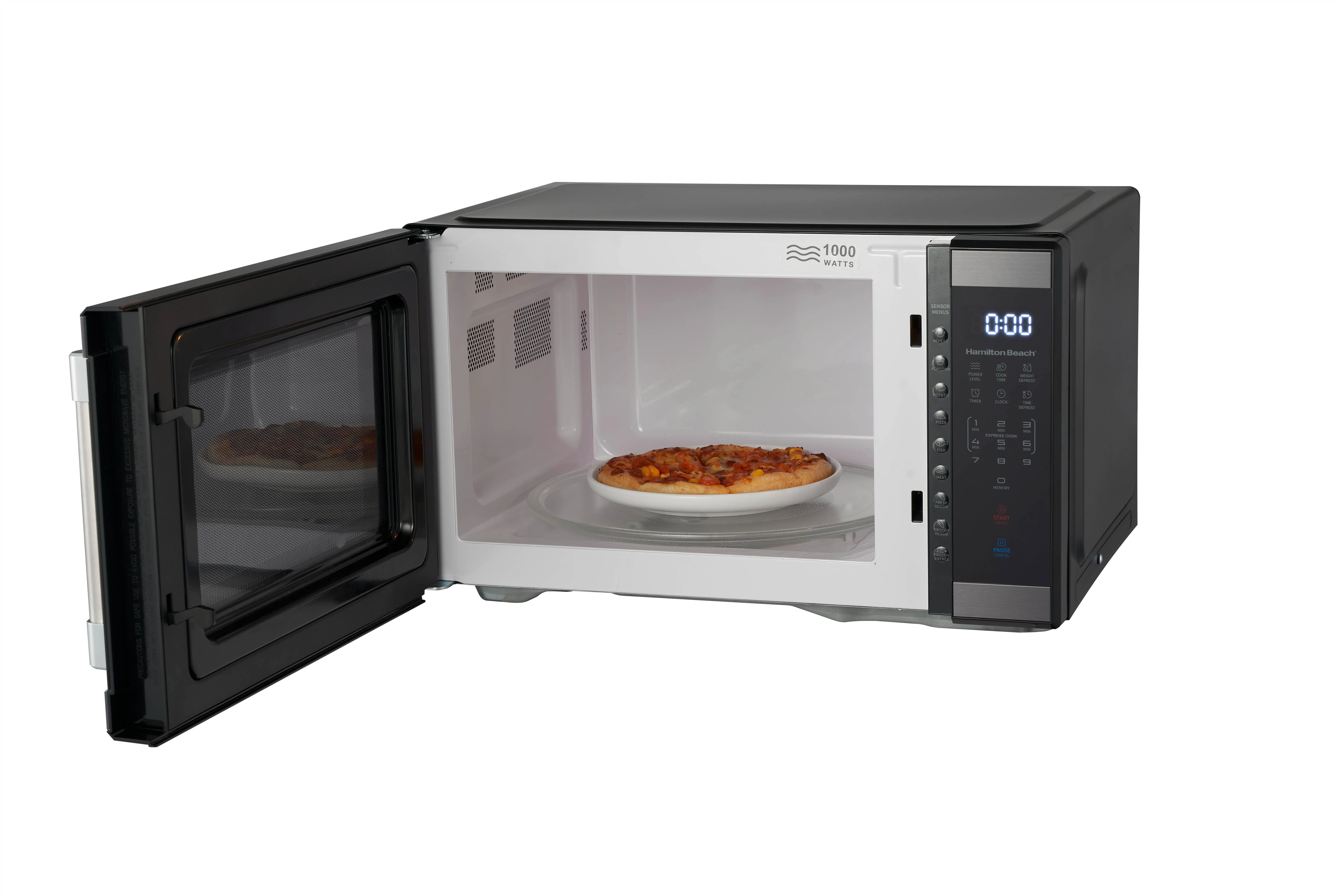 Hamilton Beach 1.1 Cu. Ft. Microwave Oven, Countertop, Black and Stainless Steel