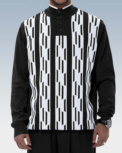 Costume de marche noir tricoté à manches longues pour homme
