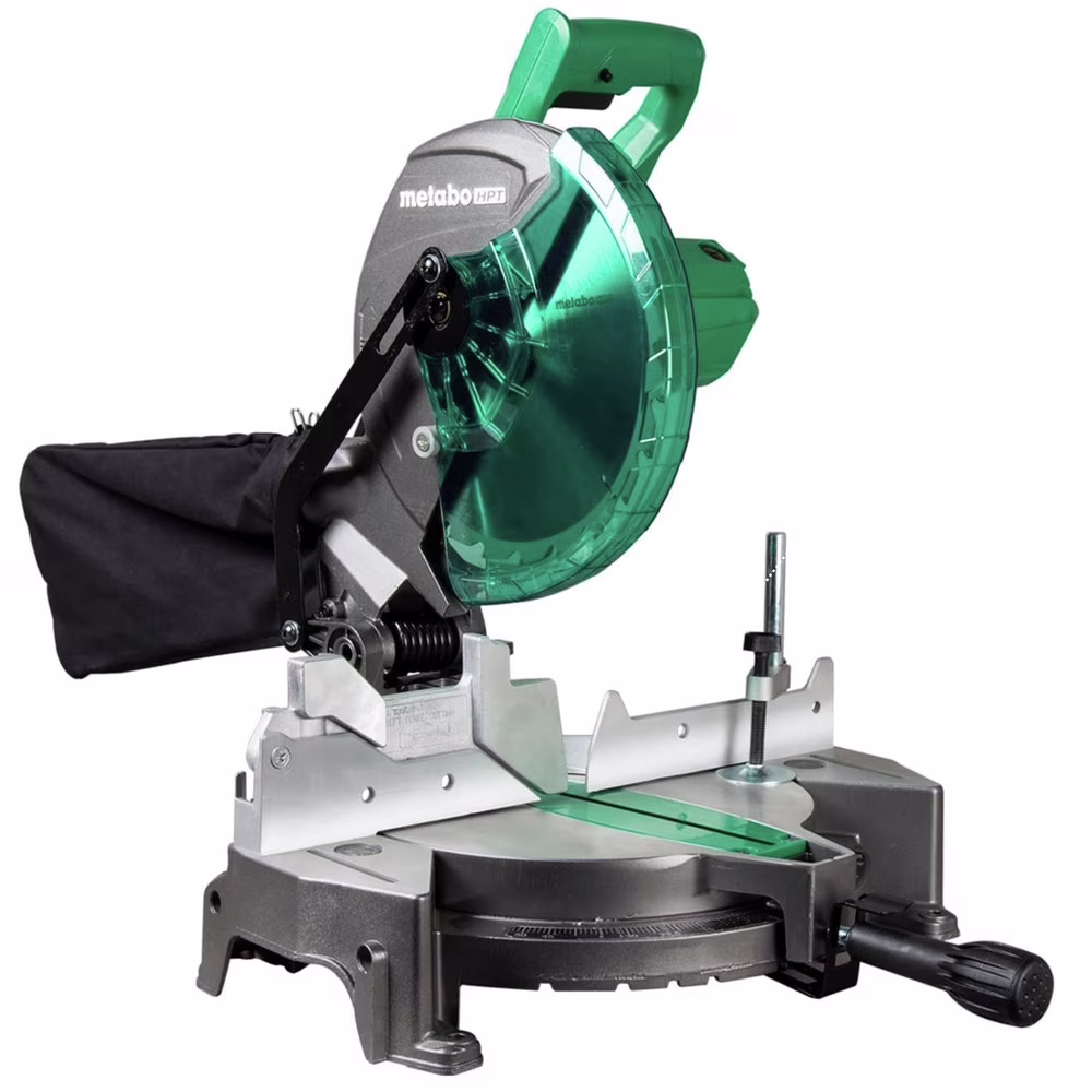 Metabo HPT Compound Miter Saw, 10 Miter Saw with Large Table Saw for woodworking, Power saw with 15-Amp Motor, Accurate Miter Angles, 0-45 Bevel, 24T TCT Miter Saw Blade, Positive Stops, C10FCGS