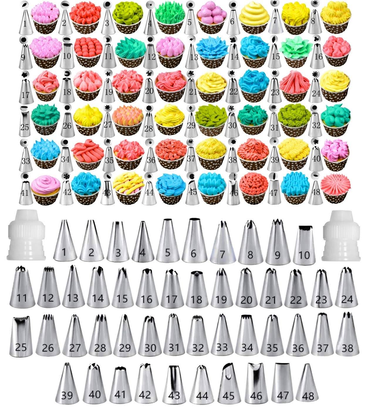 Cake Decorating Tips and Icing Piping Tips Coupler with 48pcs Piping Tips Instructions