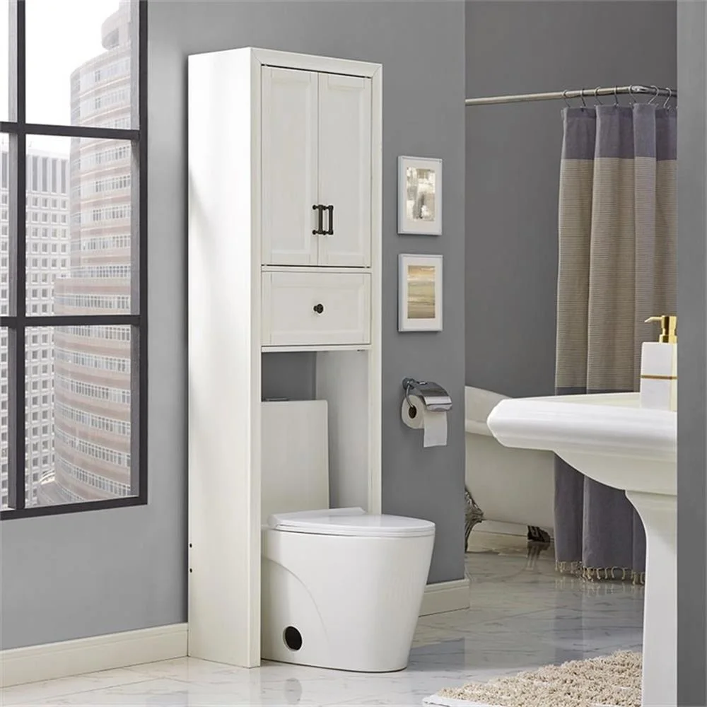 Over the Toilet Storage, Tara Space Saver Cabinet, Crosley Furniture, Vintage White