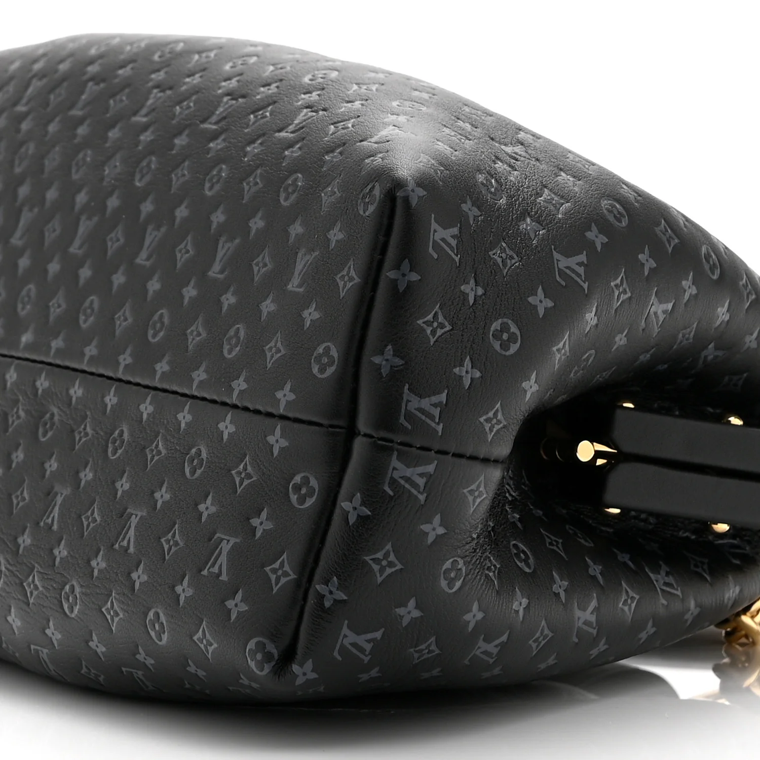 Calfskin Nanogram Embossed Clutch Black