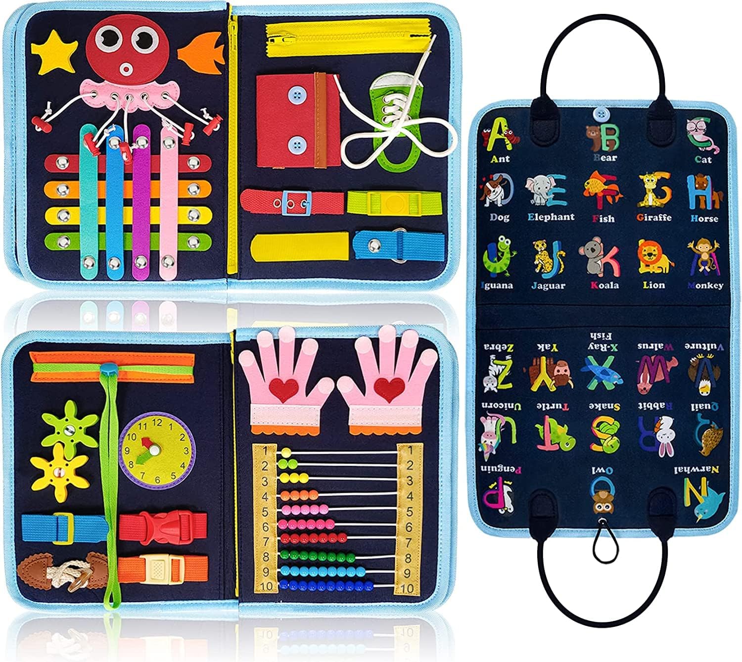 Gojmzo Busy Board Montessori Toys for Toddler Boy Girl Birthday Gifts, Busy Book Sensory Toys for Toddlers, Learning Educational Toddler Travel Activities