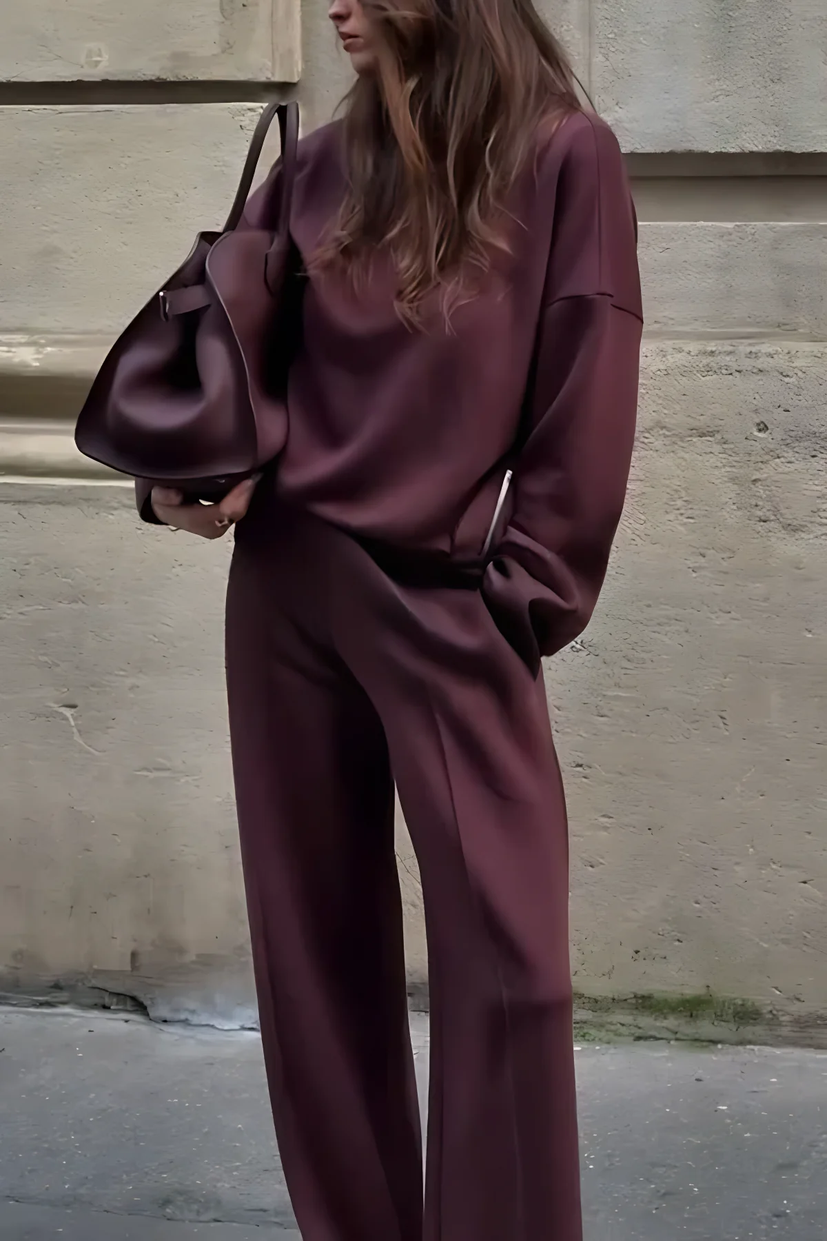 Ensemble sweat-shirt col roulé femme - Tenue de détente deux pièces confortable