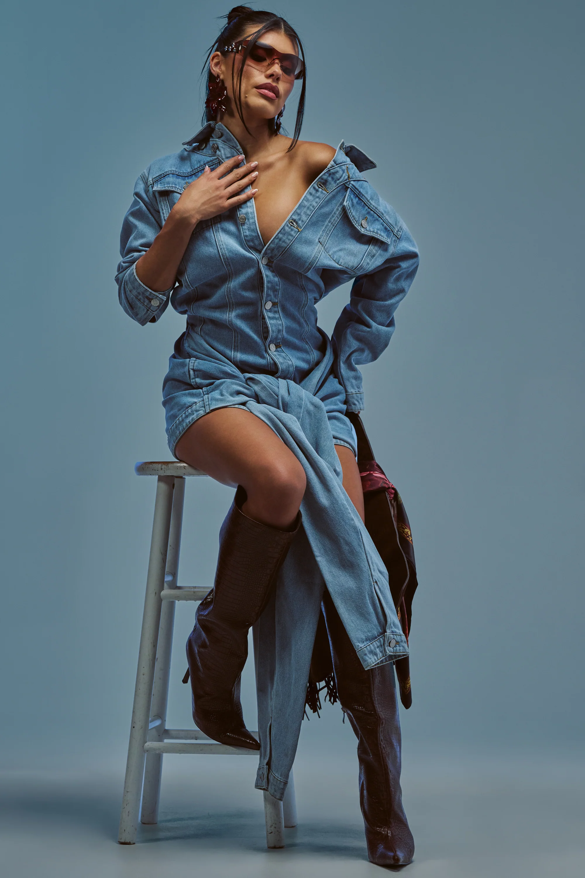 MAGNETIC ENERGY DENIM MINI DRESS - Akira Store