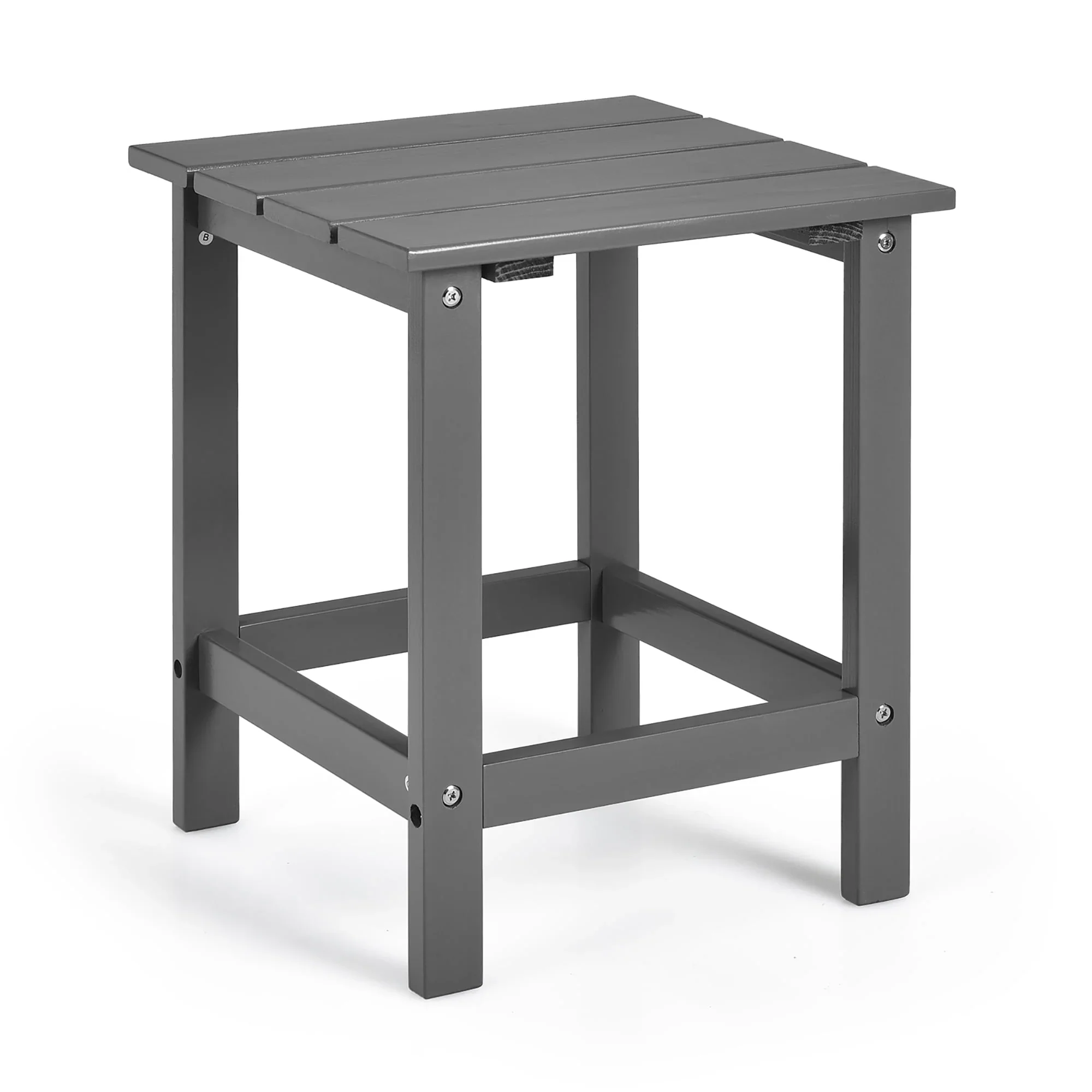 Costway Patio 15 End Side Coffee Table Square Wooden Slat Garden Deck Gray