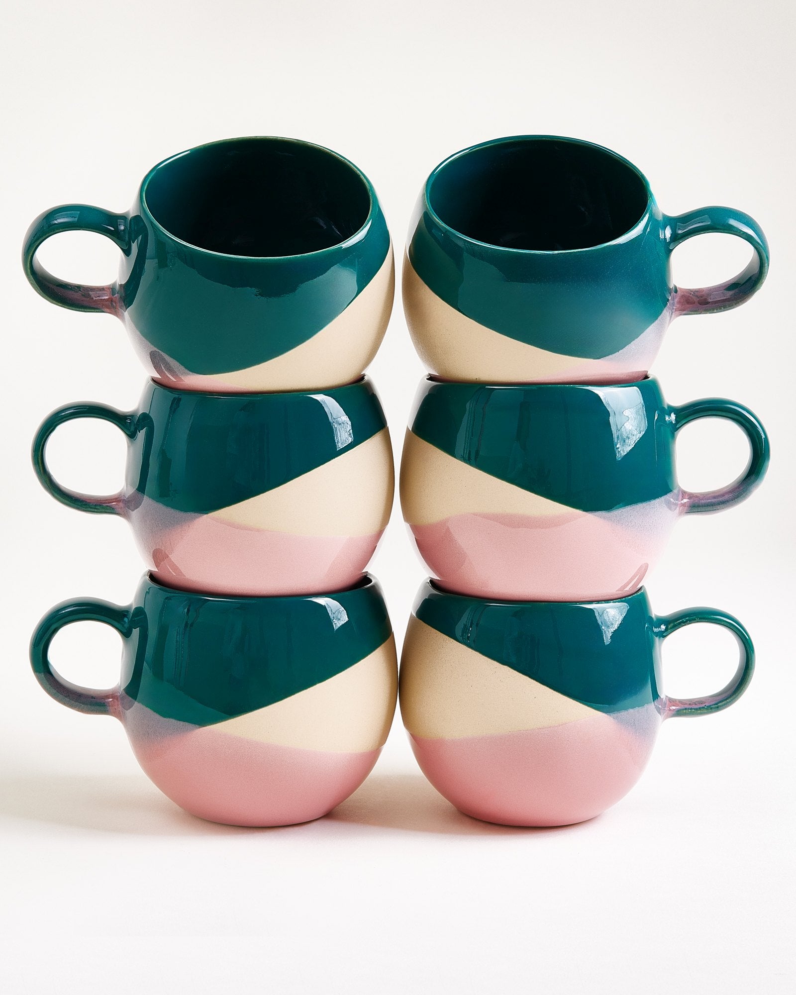 BICA - LARGE MUG DARK GREEN SAND PINK SET OF 6
