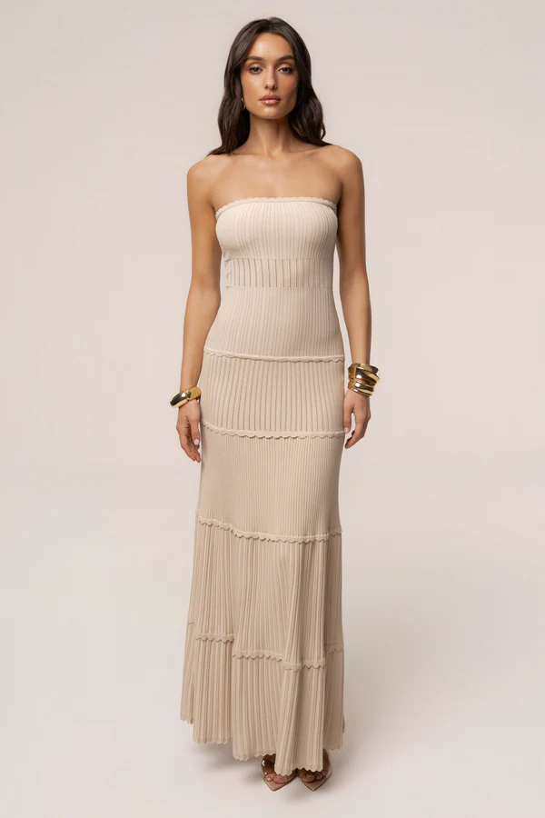 Cream Vienna Strapless Maxi Dress