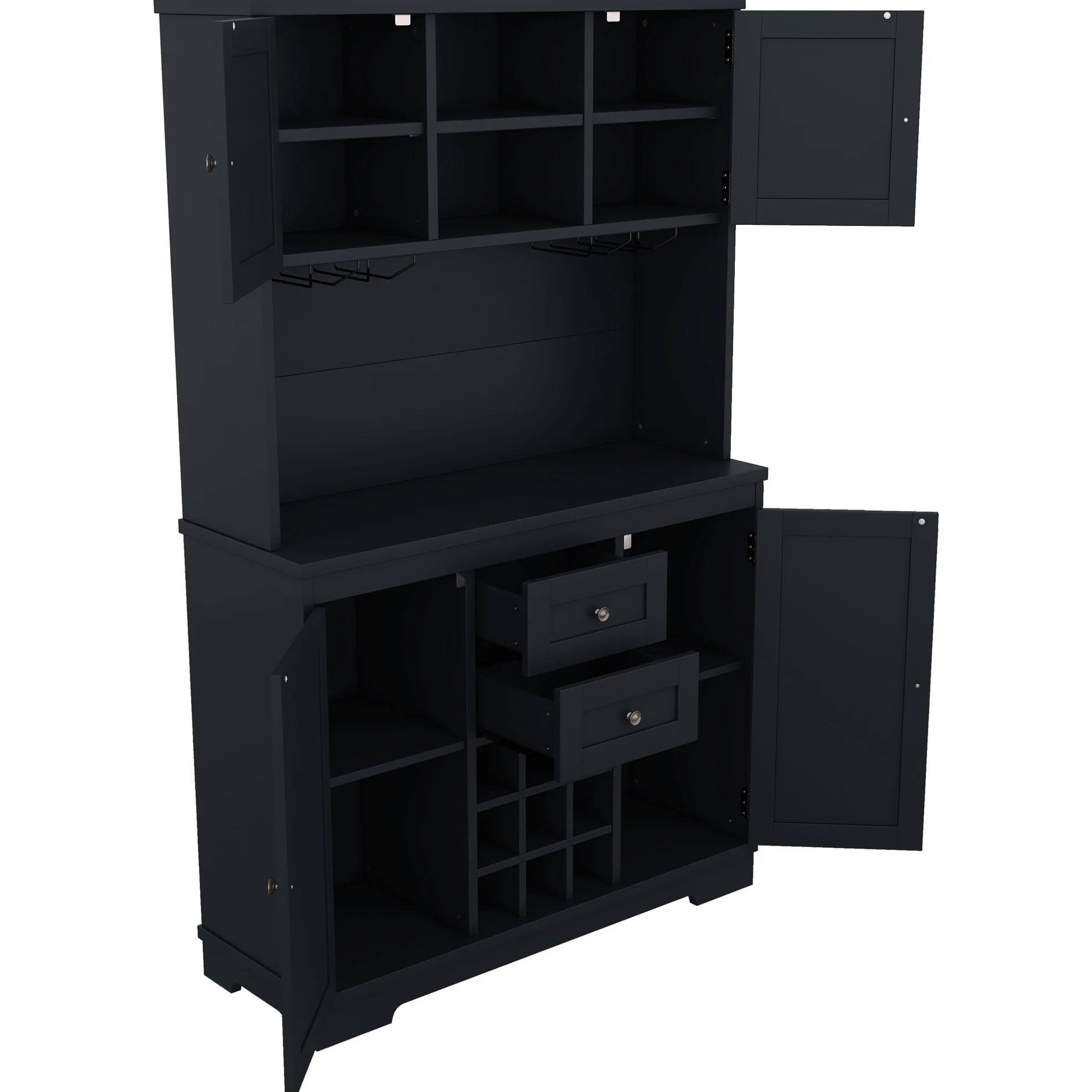 Dark Blue Dining Room Storage Cabinet With Shelves Coffee Bar Drawers For Kitchen Antique Drawers, Shelves, And Cabinets(Antique Blue) - Image 6