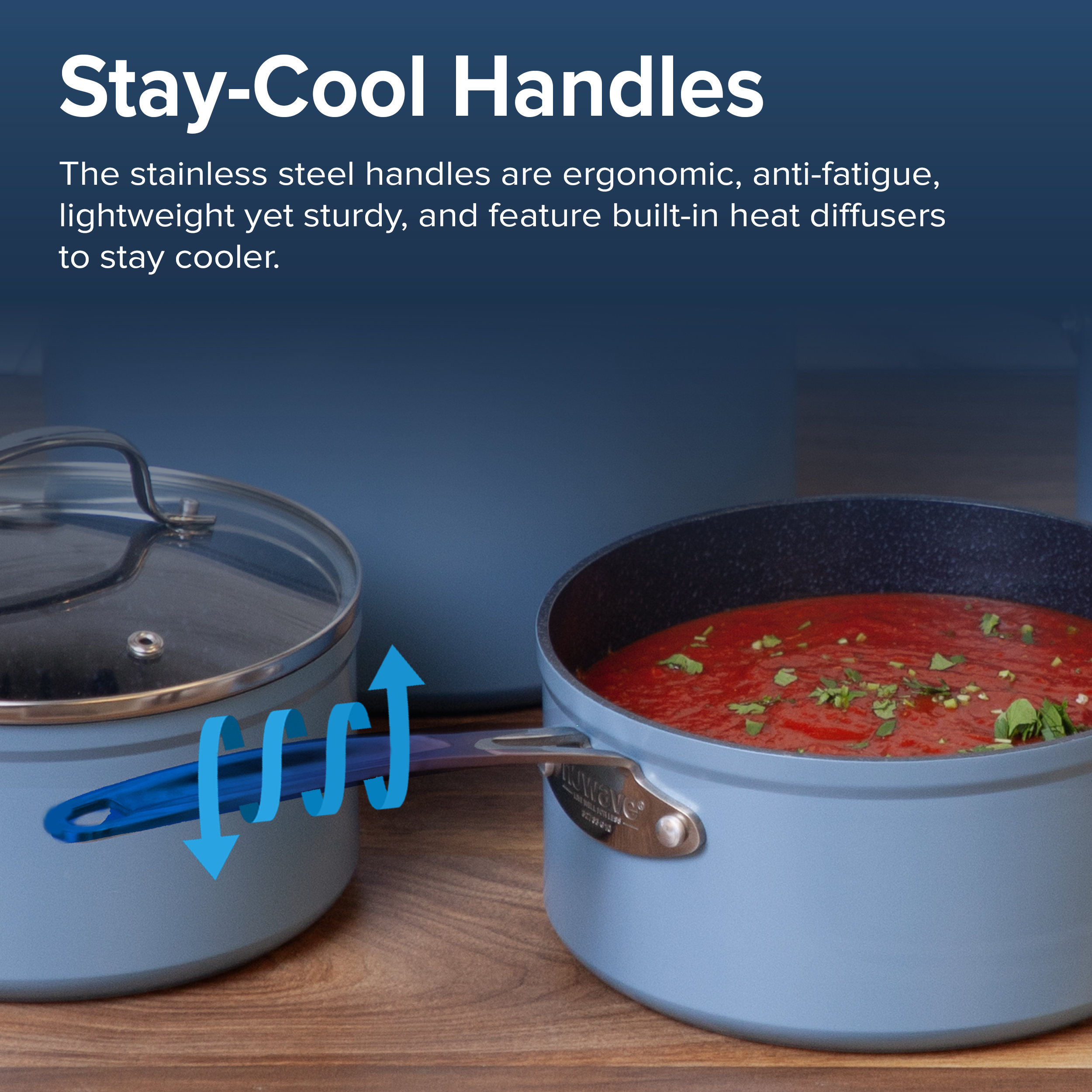 Nuwave 10 Piece Induction Compatible Duralon Blue Ceramic Non - Stick Cookware Set, Cozy Blue