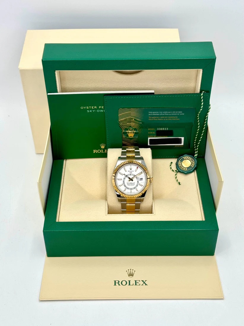 [Super Clone]RLX  Sky-Dweller 42mm Two-Tone Yellow Gold White Dial Oyster - 336933 - New 2025