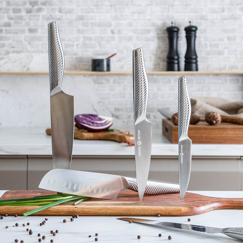 Kokkekniv 34 cm børstet stål