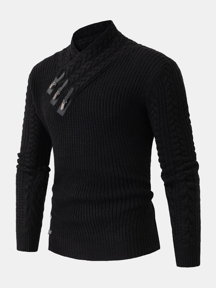 Pull à col roulé à boucle en cuir