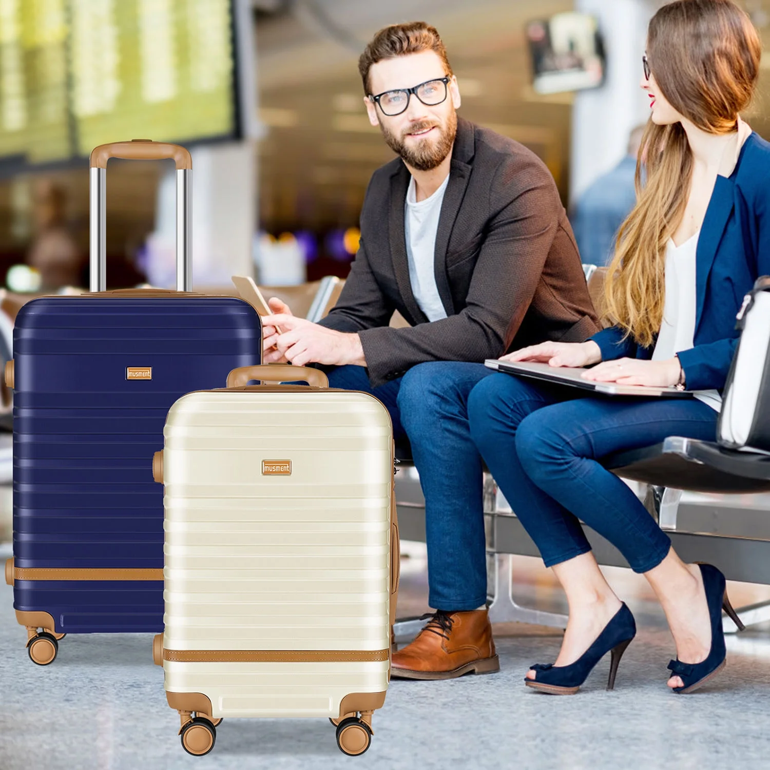 5 Piece Luggage Sets and Travel Duffel Bag, ABS Hardshell Hardside Checked Luggage with TSA Lock and Double Spinner Wheels Suitcase, Deep Blue(5 Set-Deep Blue) - Image 10