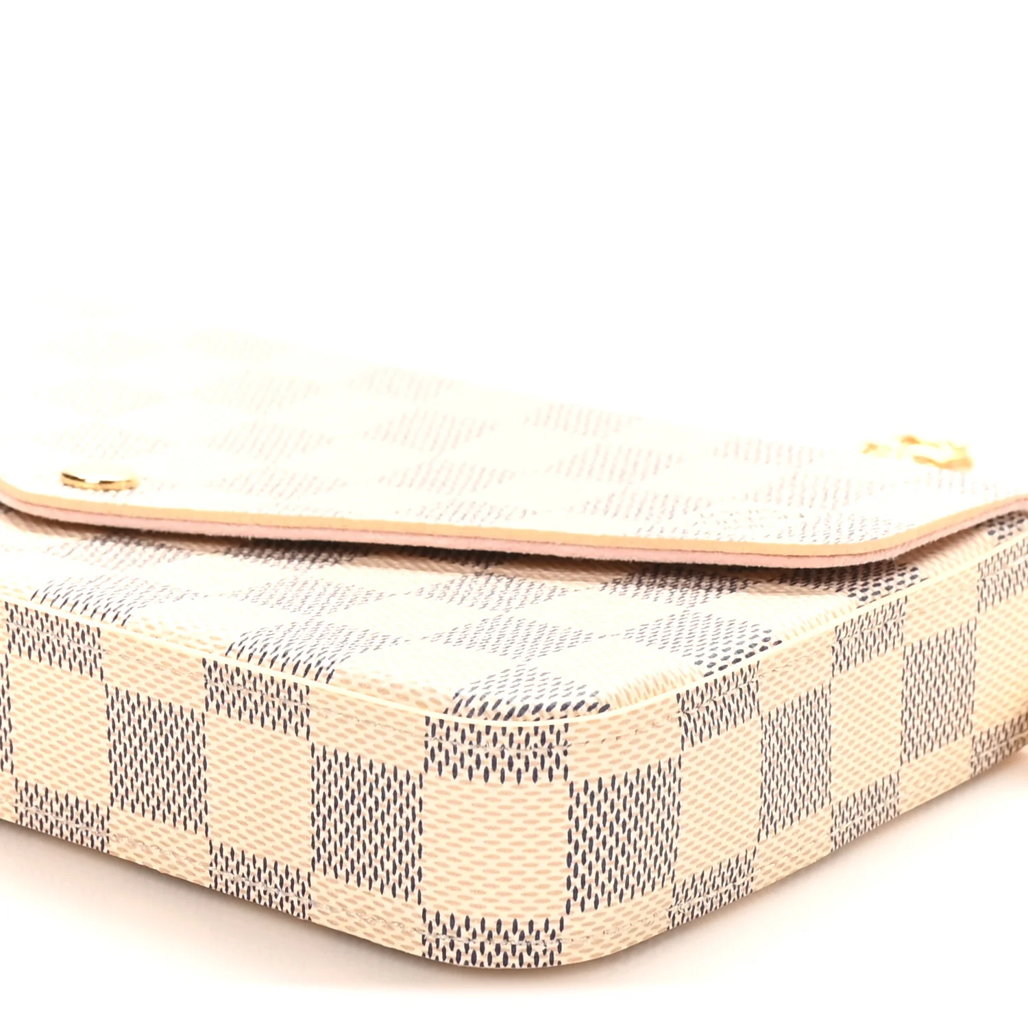 Damier Azur Pochette Felicie Chain Wallet Rose Ballerine