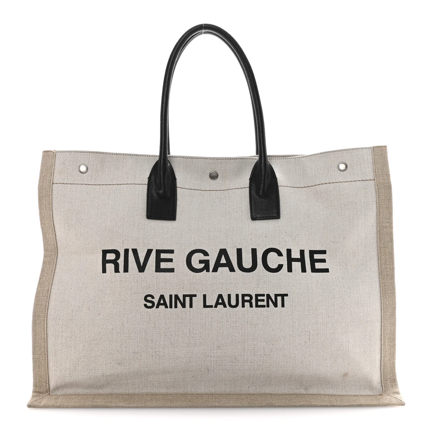 Linen Calfskin Rive Gauche Tote Greggio Natural