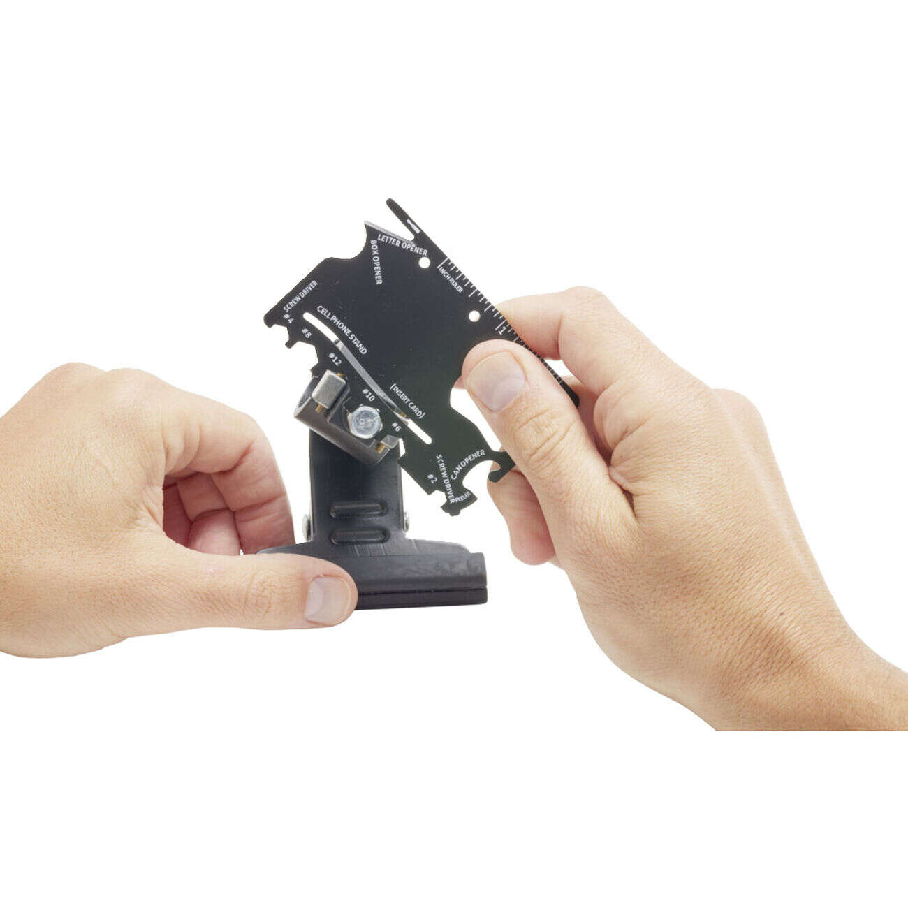 Carte d'outil multifonctions en métal noir 5,4x8,5cm