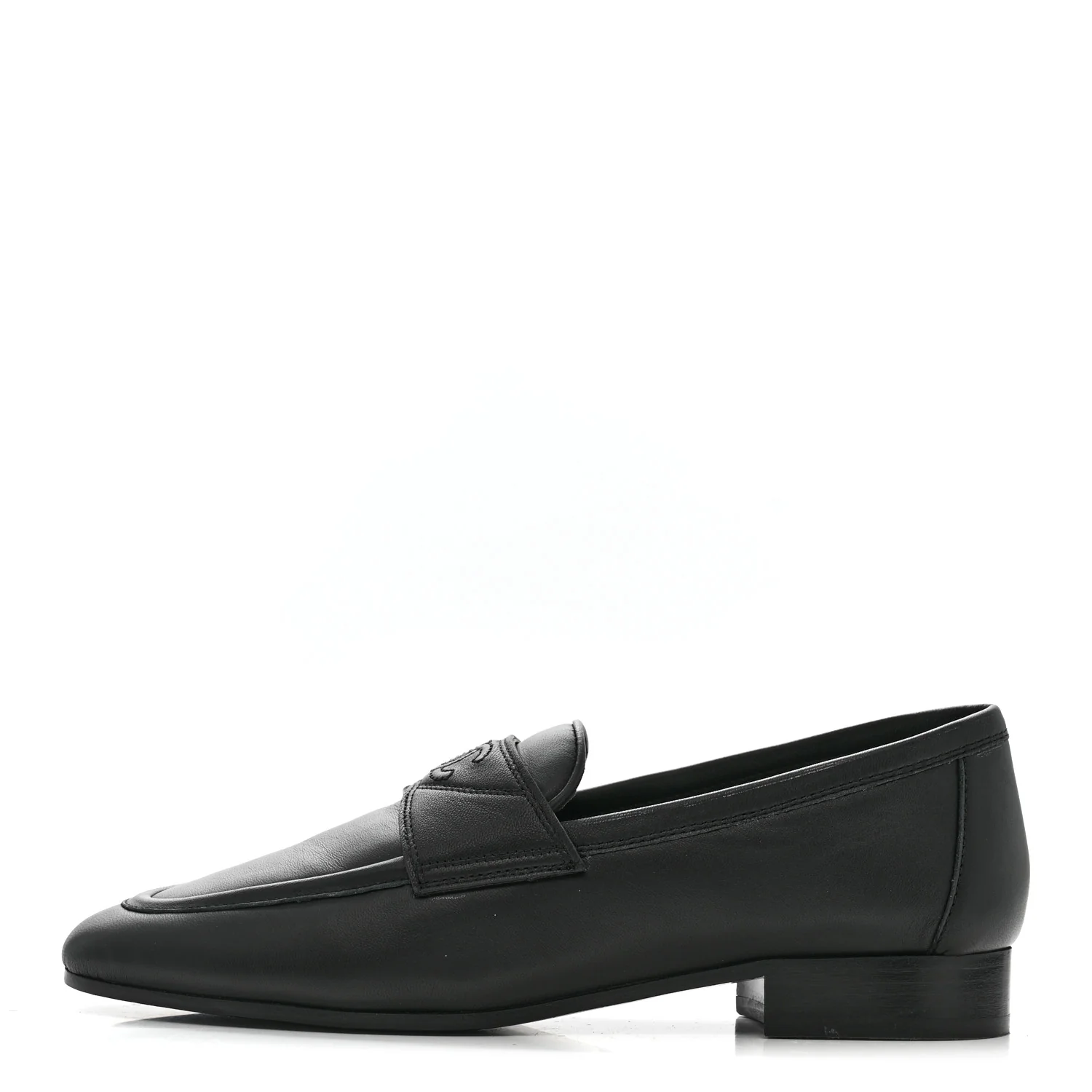 Lambskin Womens Stitched CC Loafers 35 Black