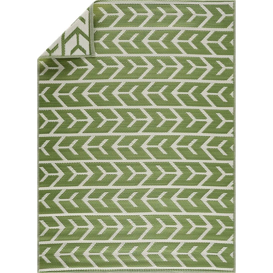 Playa Rug Amsterdam Lightweight Reversible Recycled Plastic Outdoor Floor Mat - 5'x7' - Green&Cr��me