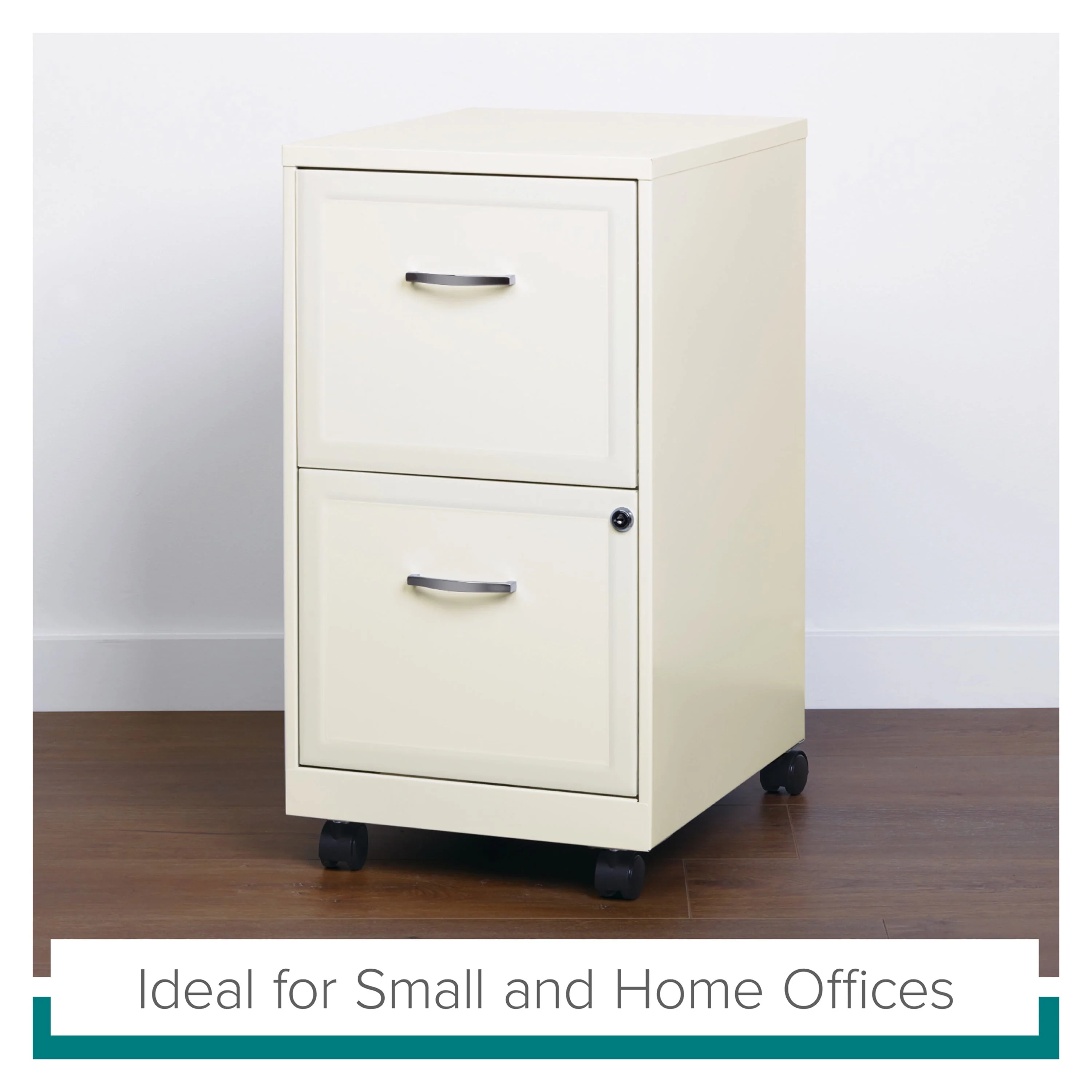 Space Solutions 18" Deep 2 Drawer Mobile Letter Width Vertical File Cabinet, White(2 Drawers/Midnight Purple) Image 9
