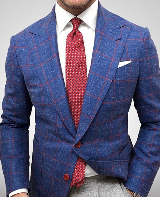 Blazer à carreaux OK Business, coupe slim, revers cranté, deux boutons