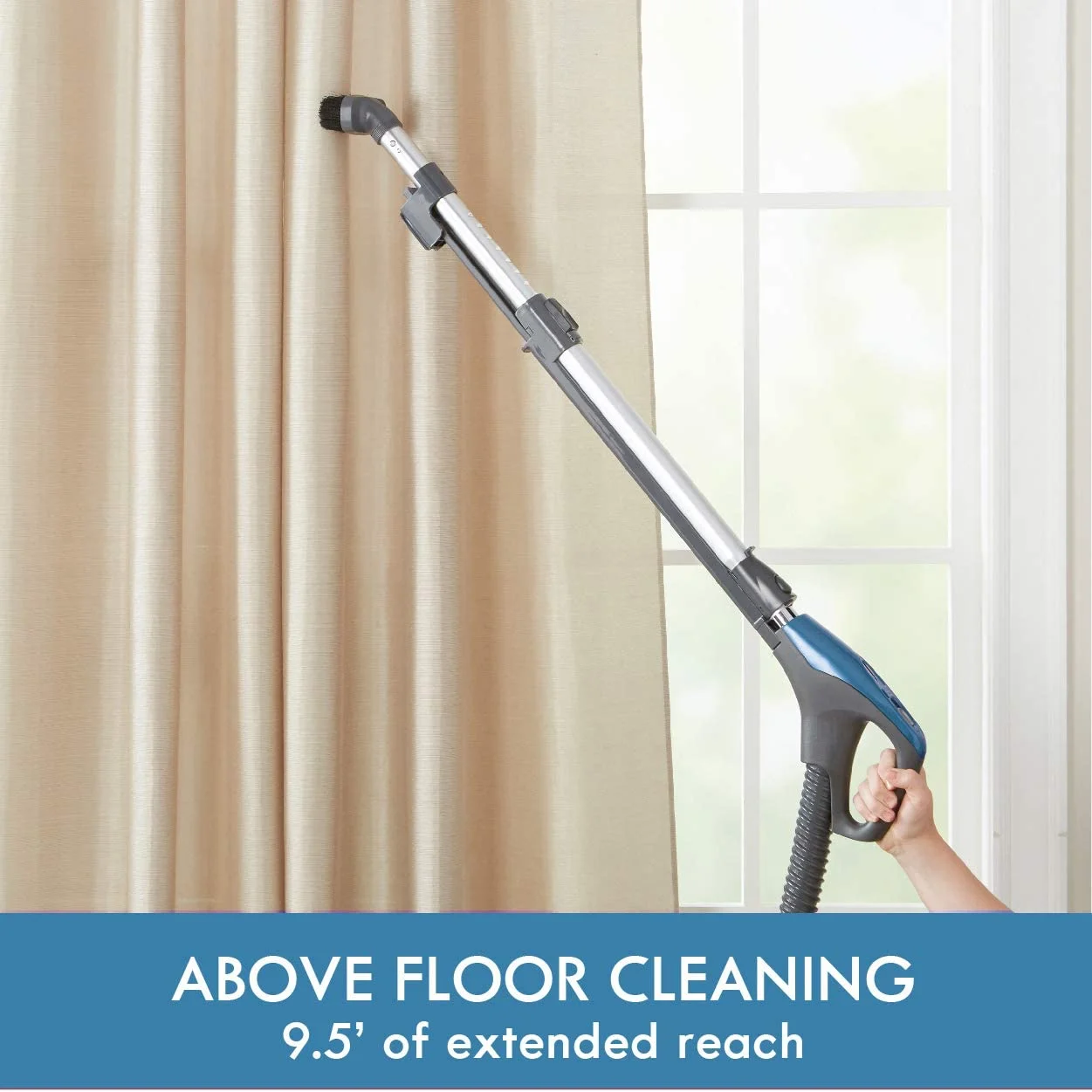 Pet Friendly Lightweight Bagged Canister Vacuum Cleaner with Extended Telescoping Wand, HEPA, 2 Motors, Retractable Cord, and 4 Cleaning Tools, Blue(Blue) - Image 6