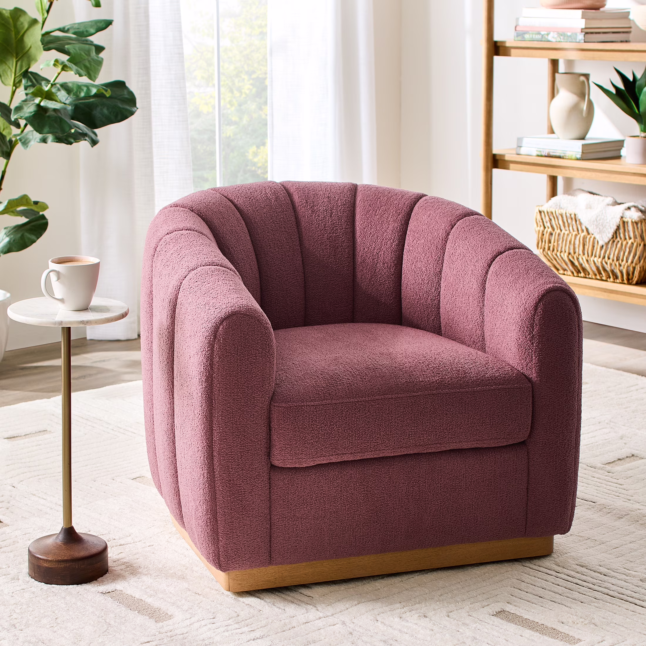 Lillian Accent Swivel Chair, Cream Linen(Cream Linen) - Image 5