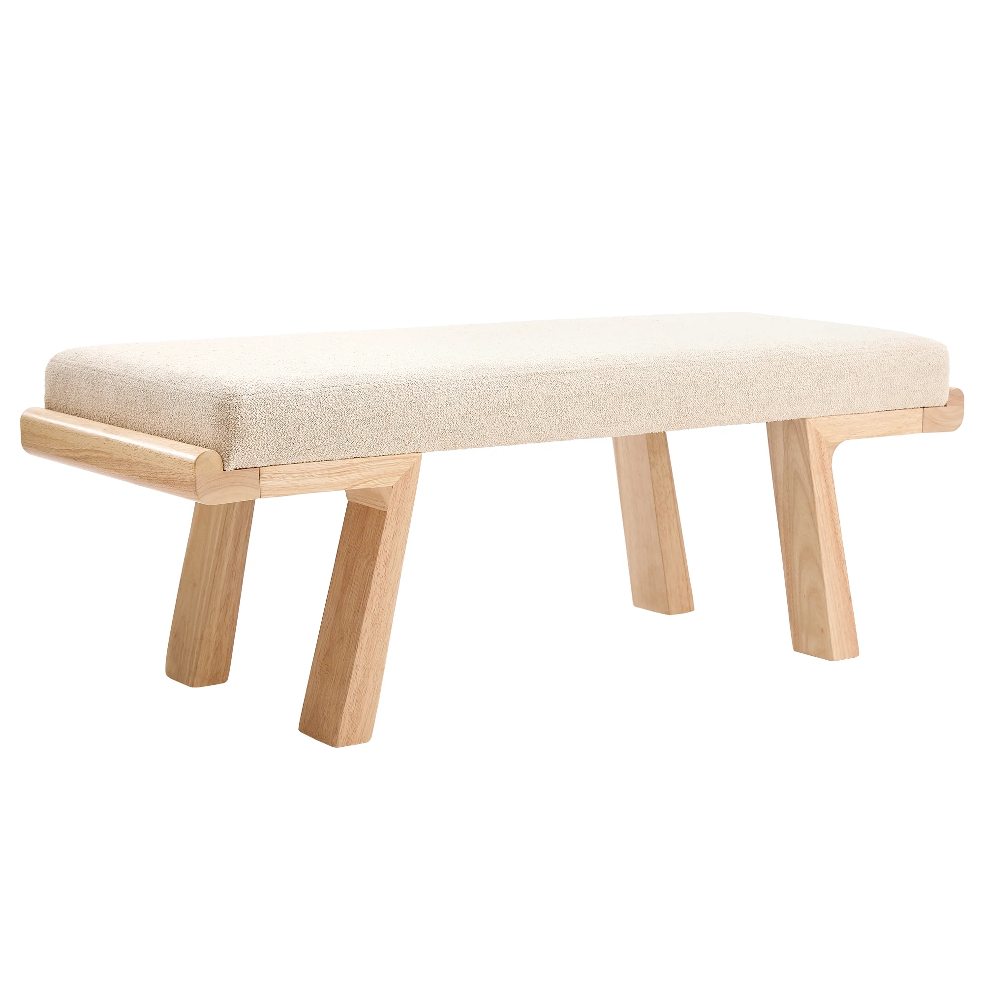 47.4" Linen Upholstered Bench, Entryway Bench with Solid Wood Legs, Modern Ottoman Bench for Living Bedroom Room, Beige(Beige) - Image 7