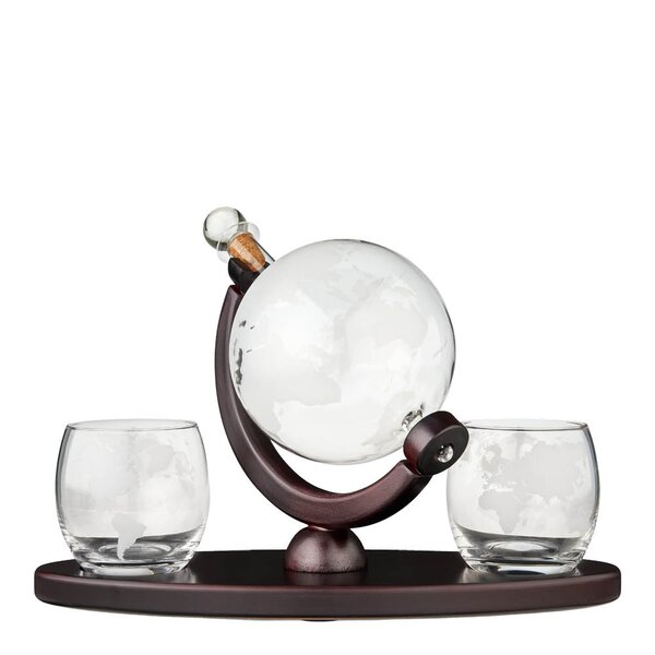 Globe karaffel og whiskyglass i krystall 3 deler 95/36 cl