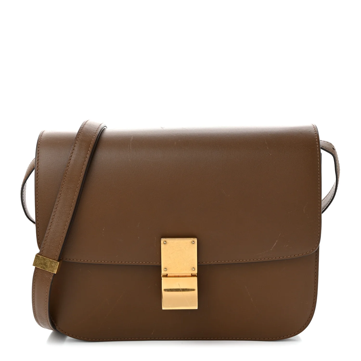 Box Calfskin Medium Classic Box Flap Bag Camel
