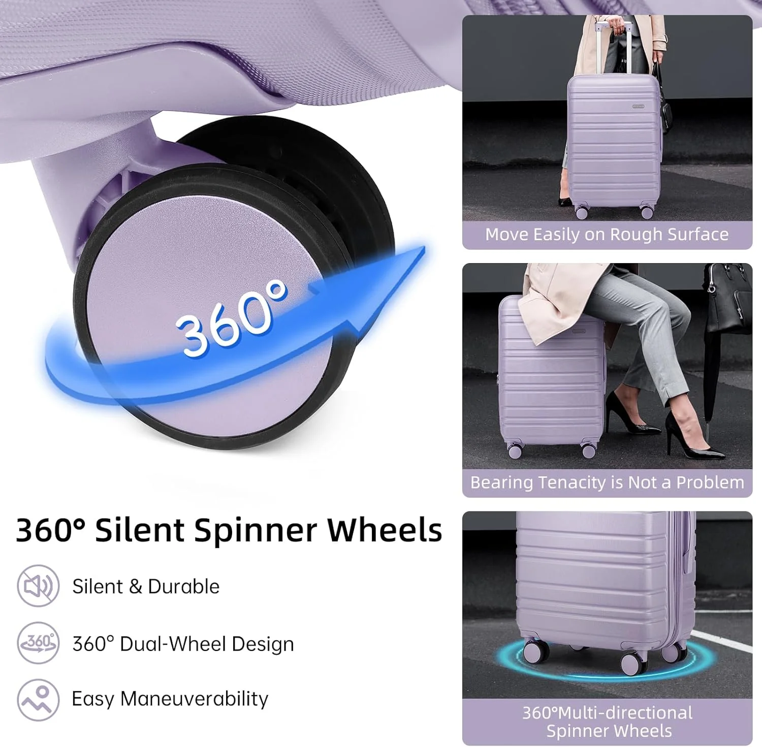 Ensemble de 6 valises, ensemble de valises rigides extensibles avec roulettes multidirectionnelles, ensemble de bagages à roulettes légers