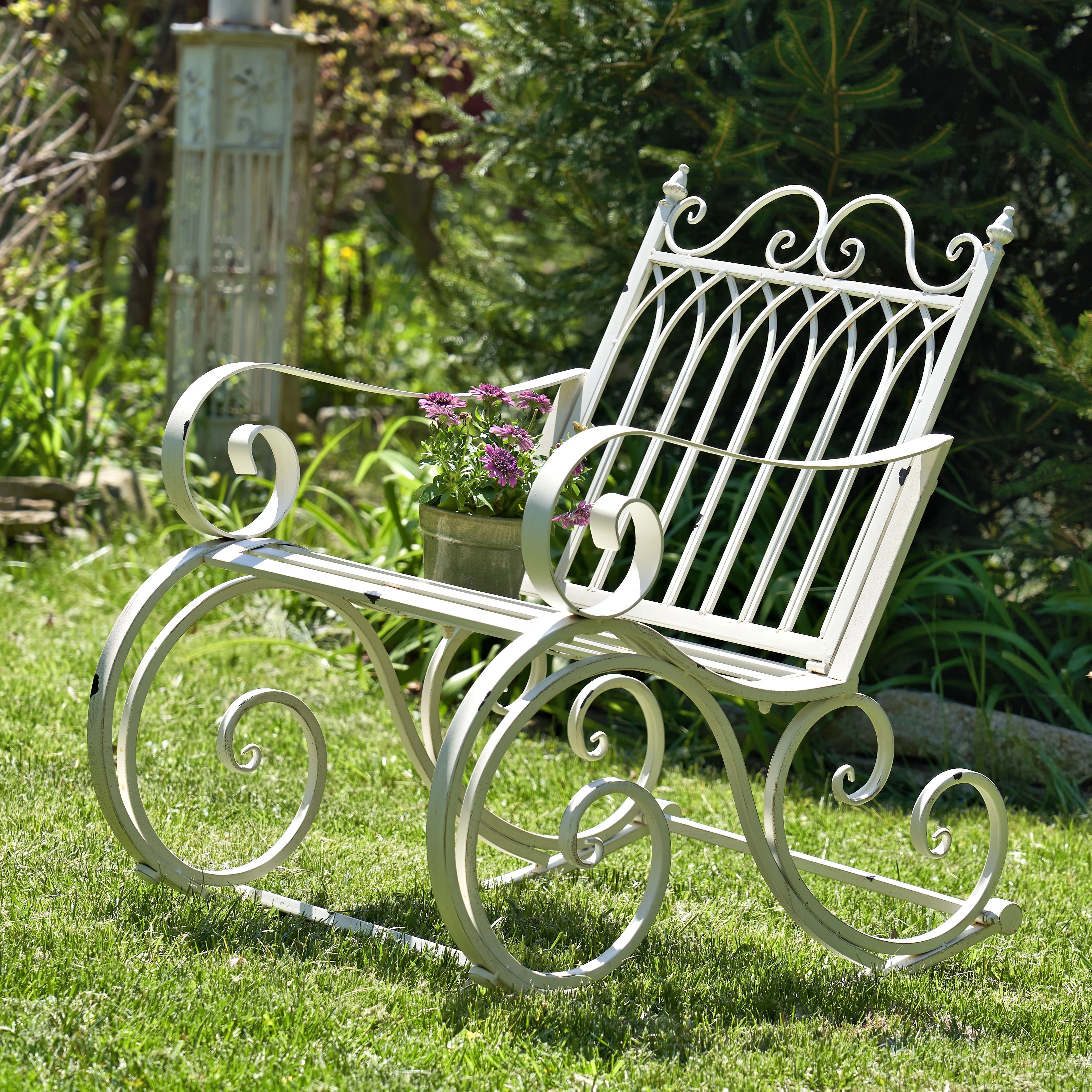 Outdoor Metal Rocking Arm Chair/Bench (Bench, Bronze)(Bench/Bronze) - Image 9