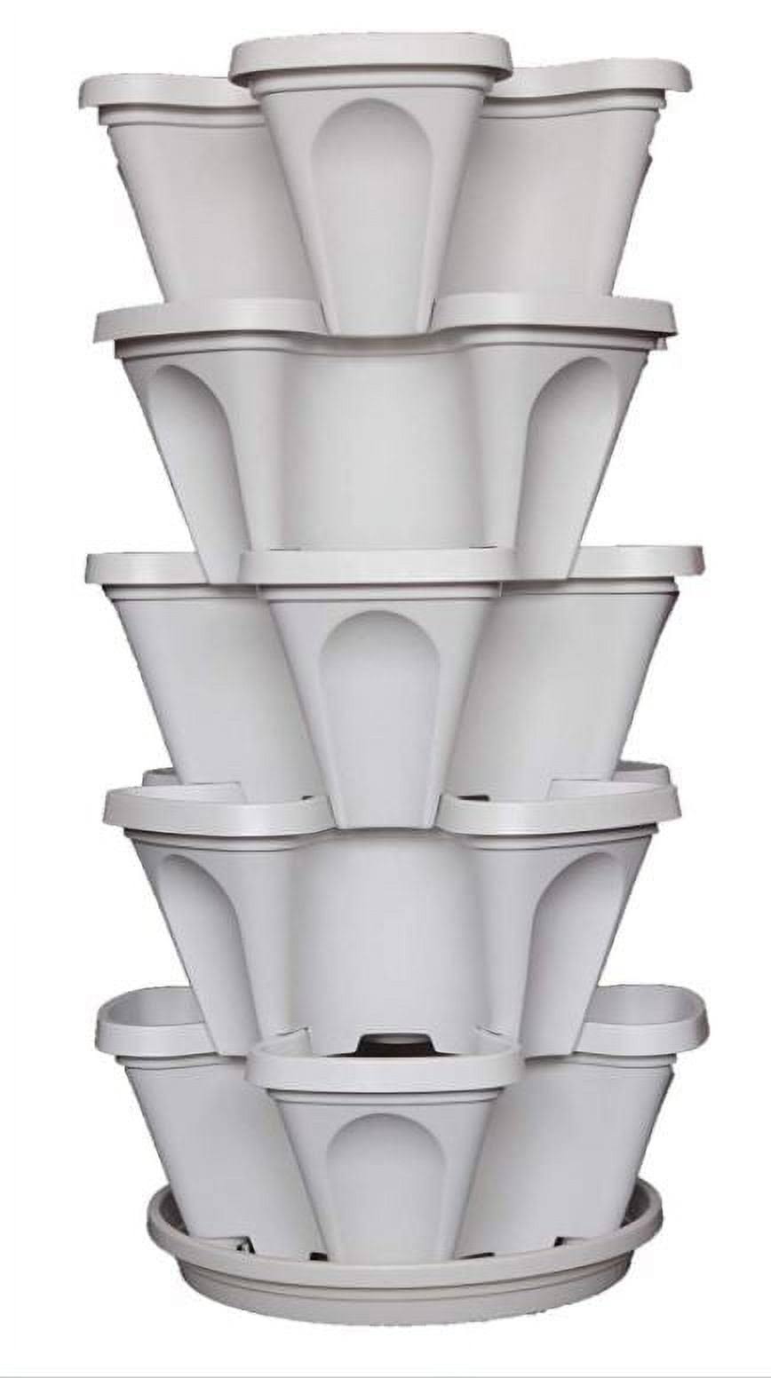 Mr. Stacky 5-Tier Strawberry and Herb Garden Planter- Stackable Gardening Pots with 10 inch