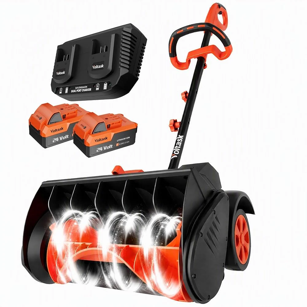 VOLTASK 48V 16-Inch Electric Snow Shovel with Wheels, 1200W Brushless Motor