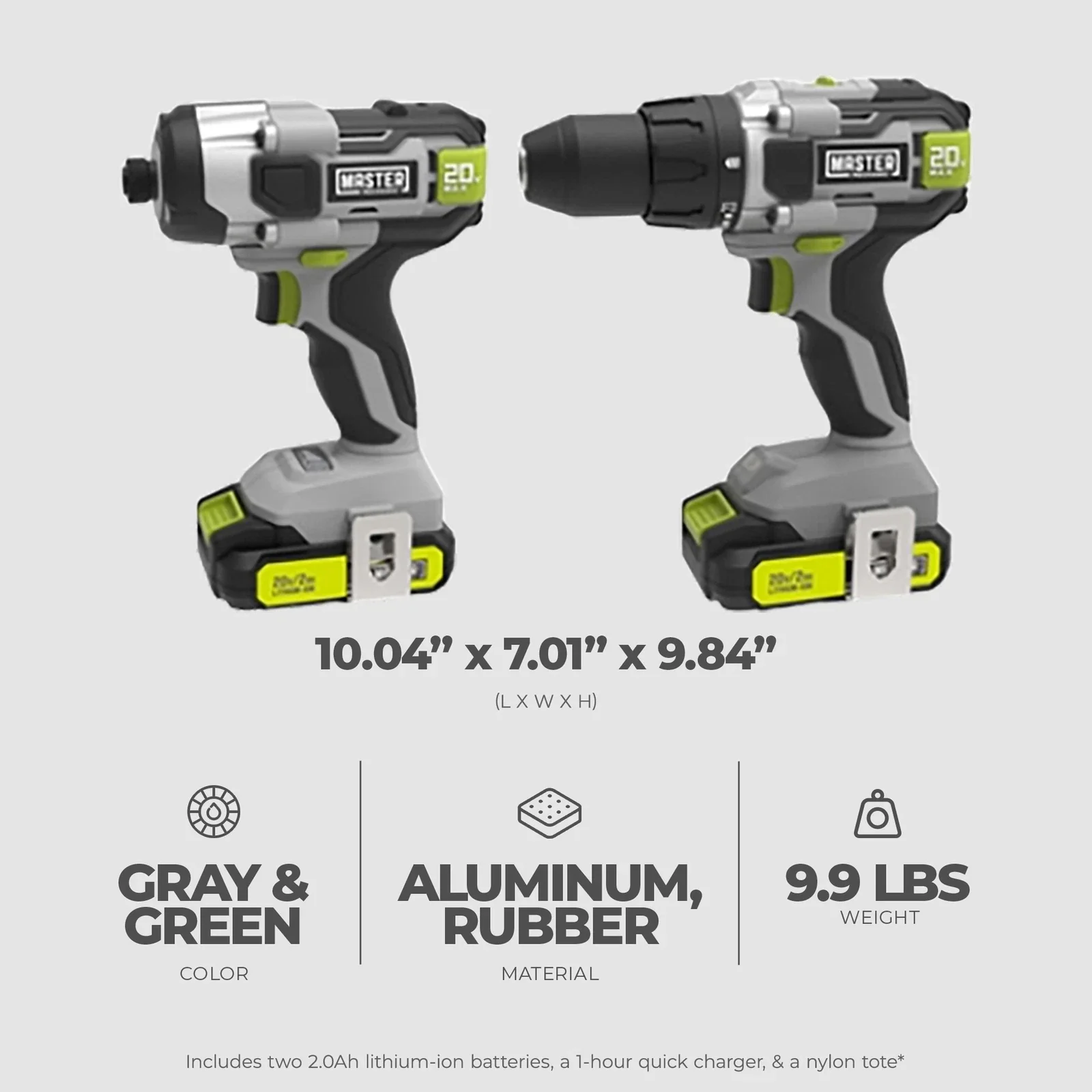 20V Compact Cordless 1/2 Drill and Impact Driver Combo Tool Kit