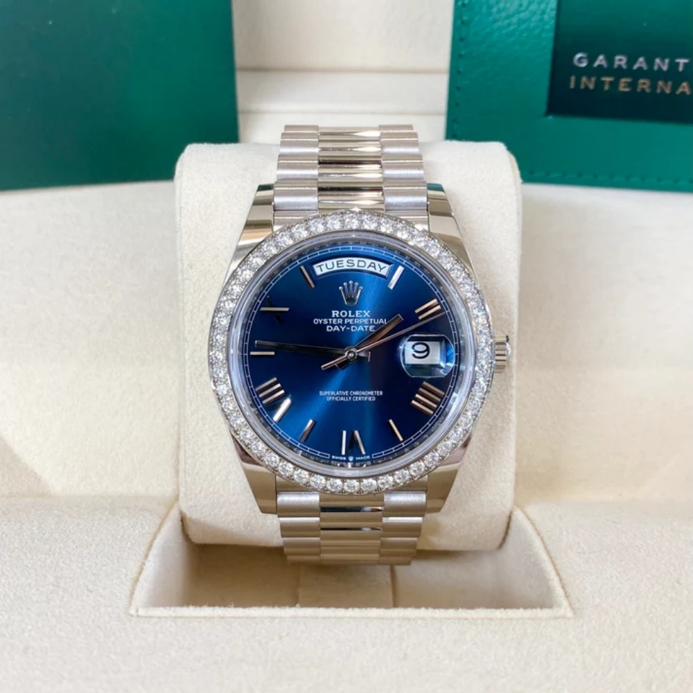 [Super Clone]RLX  Day-Date 40mm 228349RBR-0005 Bright Blue Dial President Bracelet