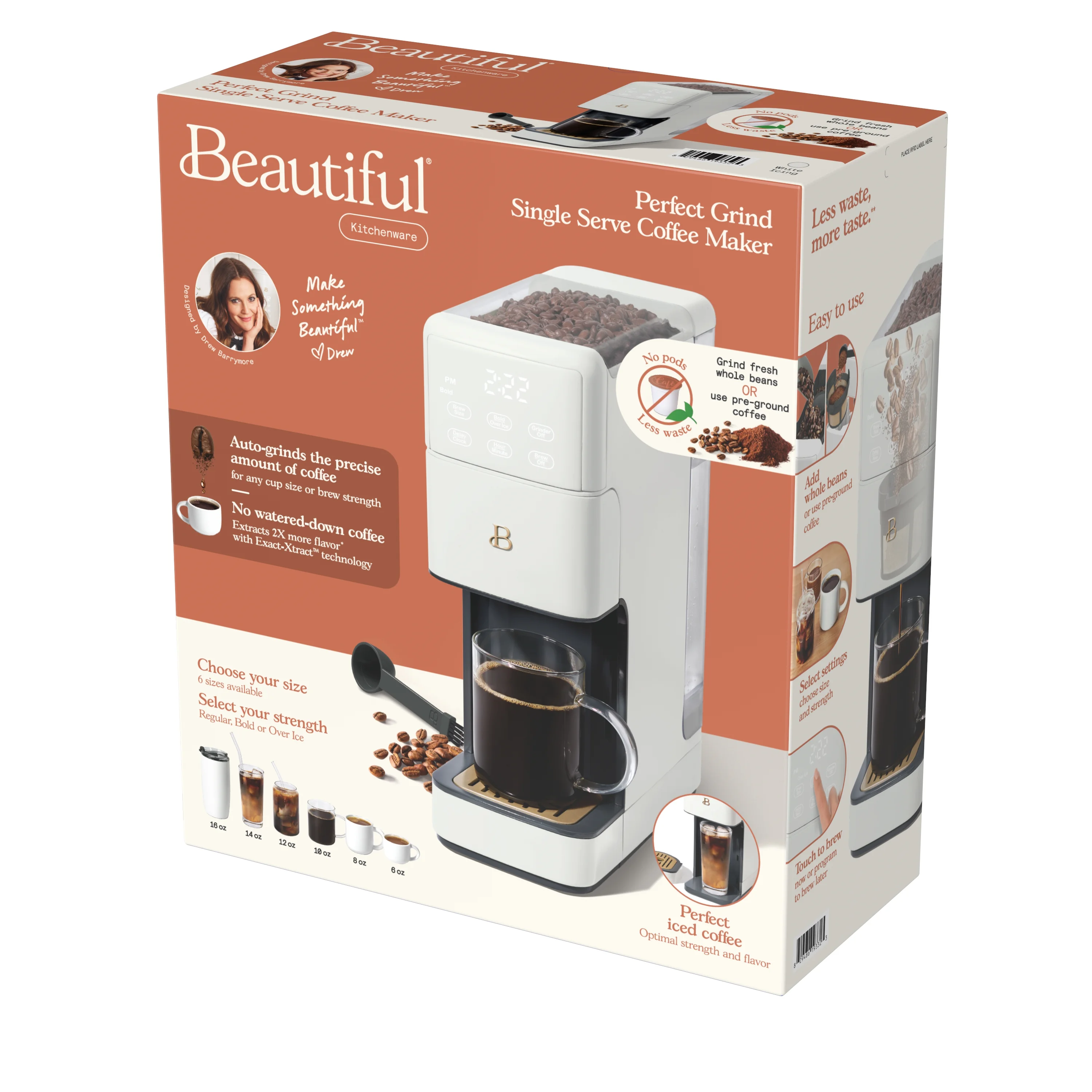 Perfect Grind�?Programmable Single Serve Coffee Maker, White Icing by Drew Barrymore(White Icing) - Image 2