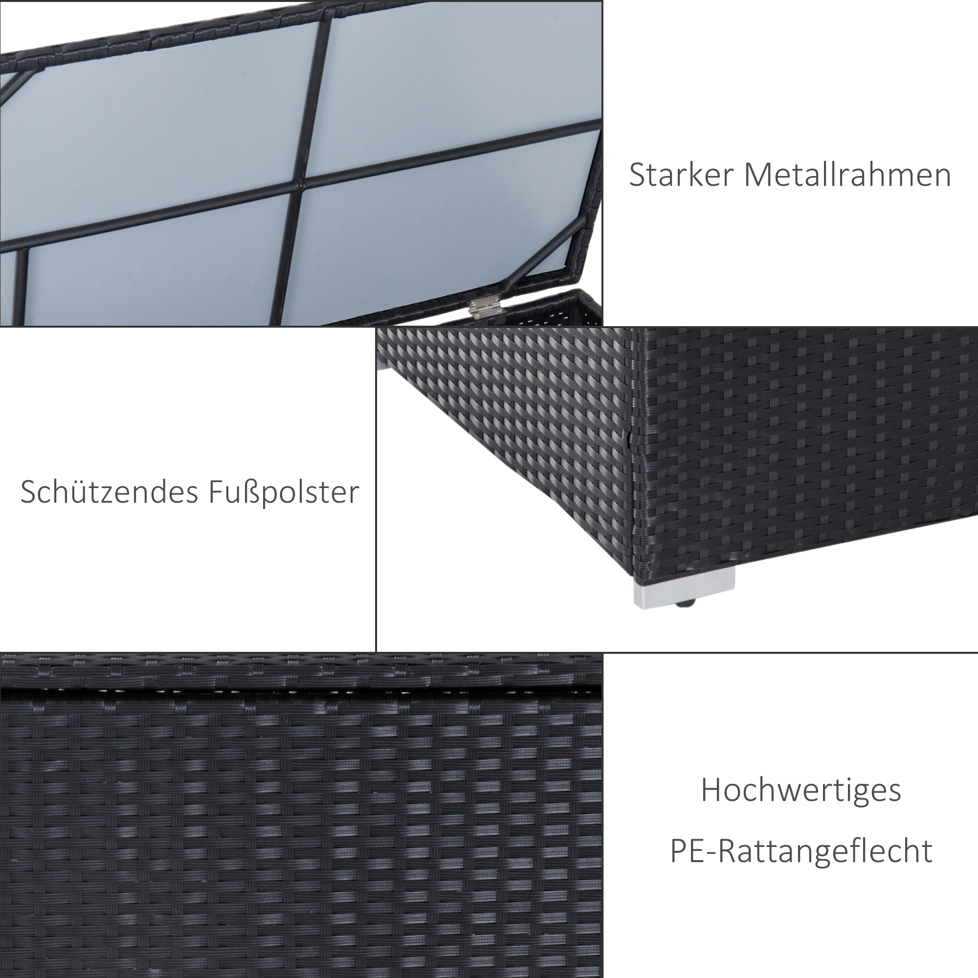 Outsunny tuinmeubels 6-delig Staal zwart + crème