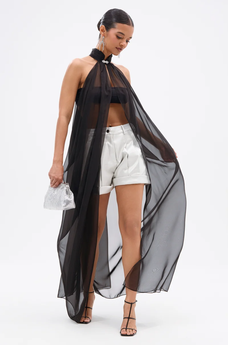 GLOWING CHIFFON BLOUSE IN BLACK - Akira Store
