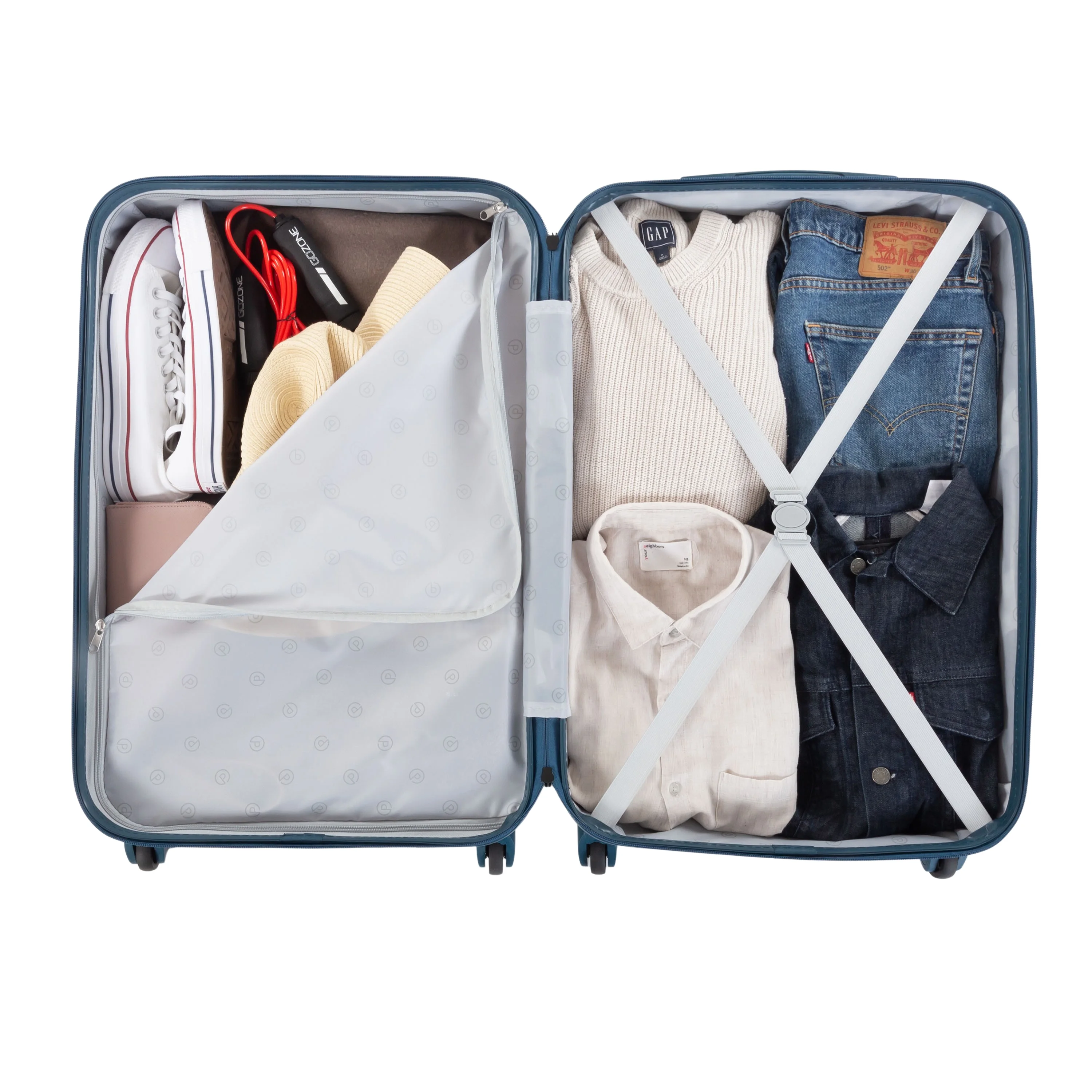 2-Piece Hardside Rolling Luggage Set, Blue(Blue) - Image 2
