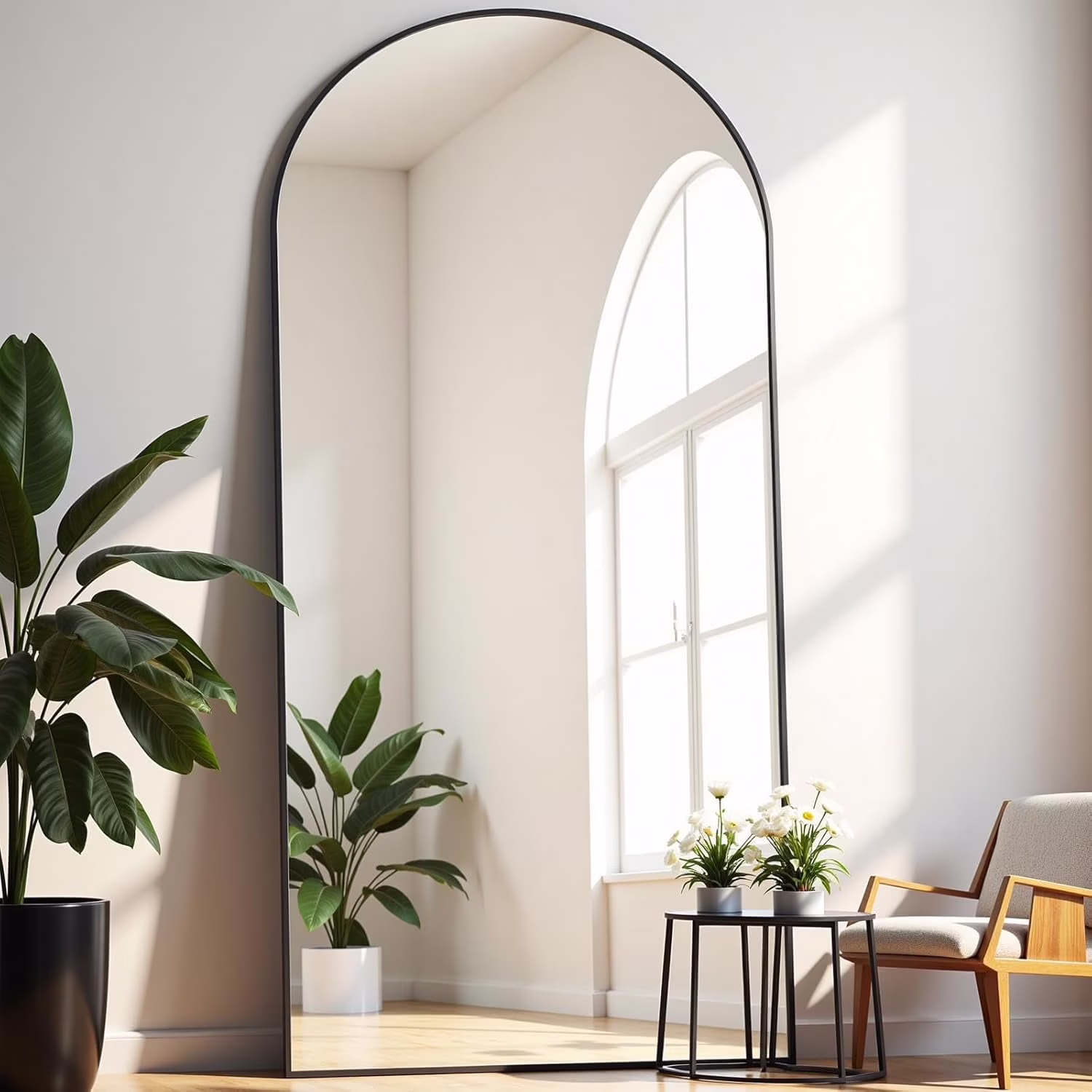 Arched Full Length Mirror, 71"x26" Large Floor Standing Body Mirror with Stand, Gold(Gold) - Image 3