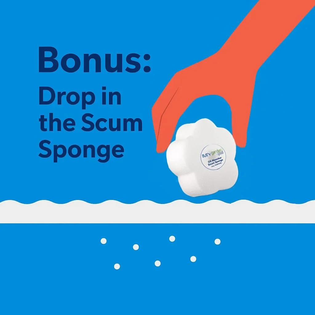 Poolife Super Start-Up Pool Bundle  41 lb TurboShock, 32 oz Defend+, 32 oz Stain Prevention, 64 oz Clarifier, 4.5 lb NST Tabs  with My Garden Pool Skimmer Socks, Scum Sponge & 7-in-1 Test Strips